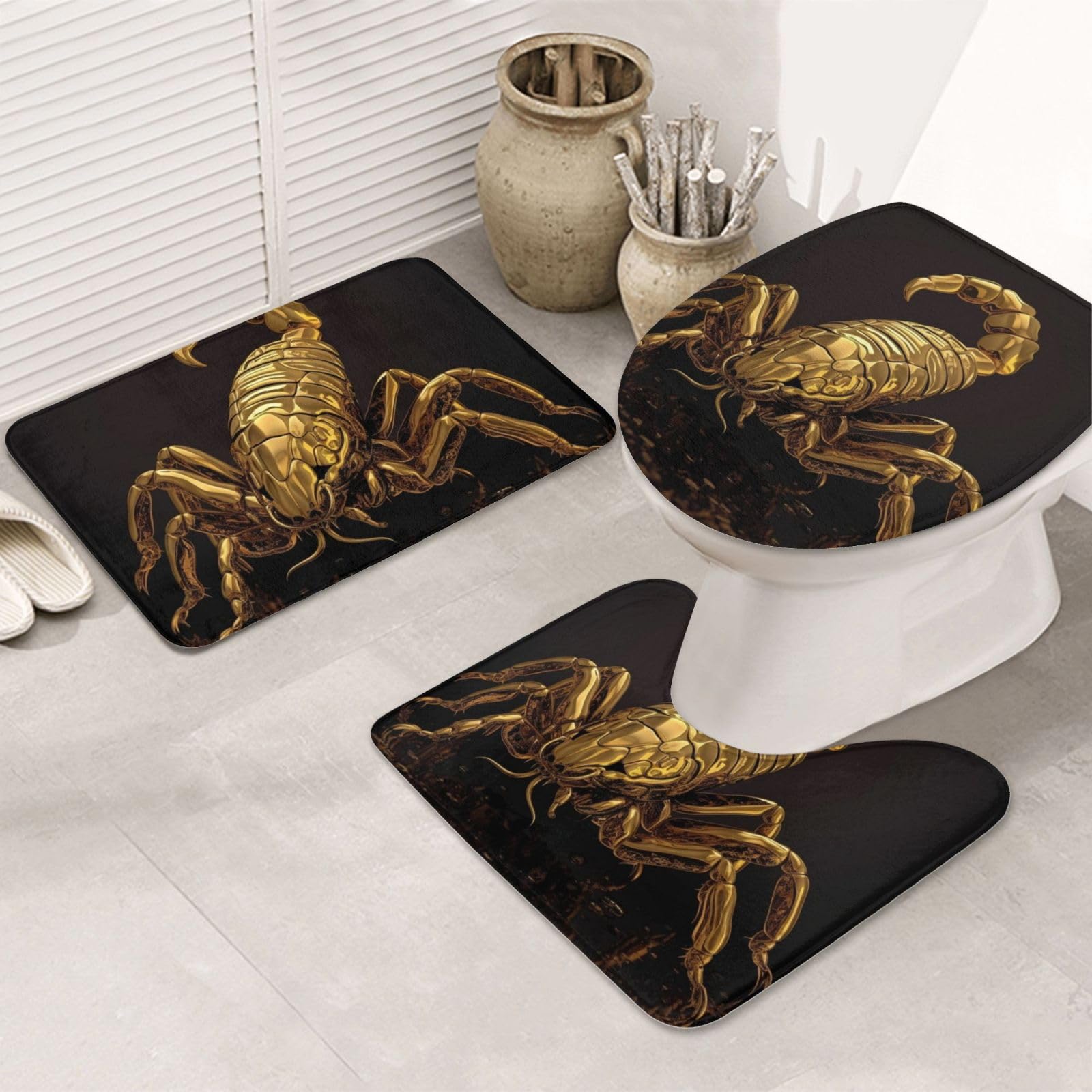 Tapis de bain absorbant en mousse de luxe et motif scorpion élégant