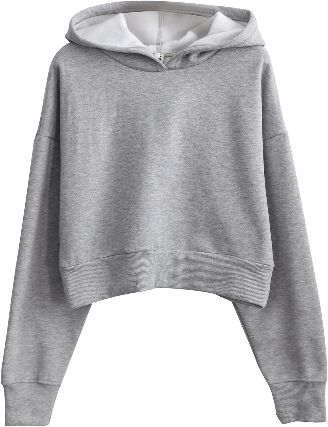 Amazhiyu Women’s Fleece Cropped Hoodies Casual Long Sleeve Pullover Crop Tops - Image 2
