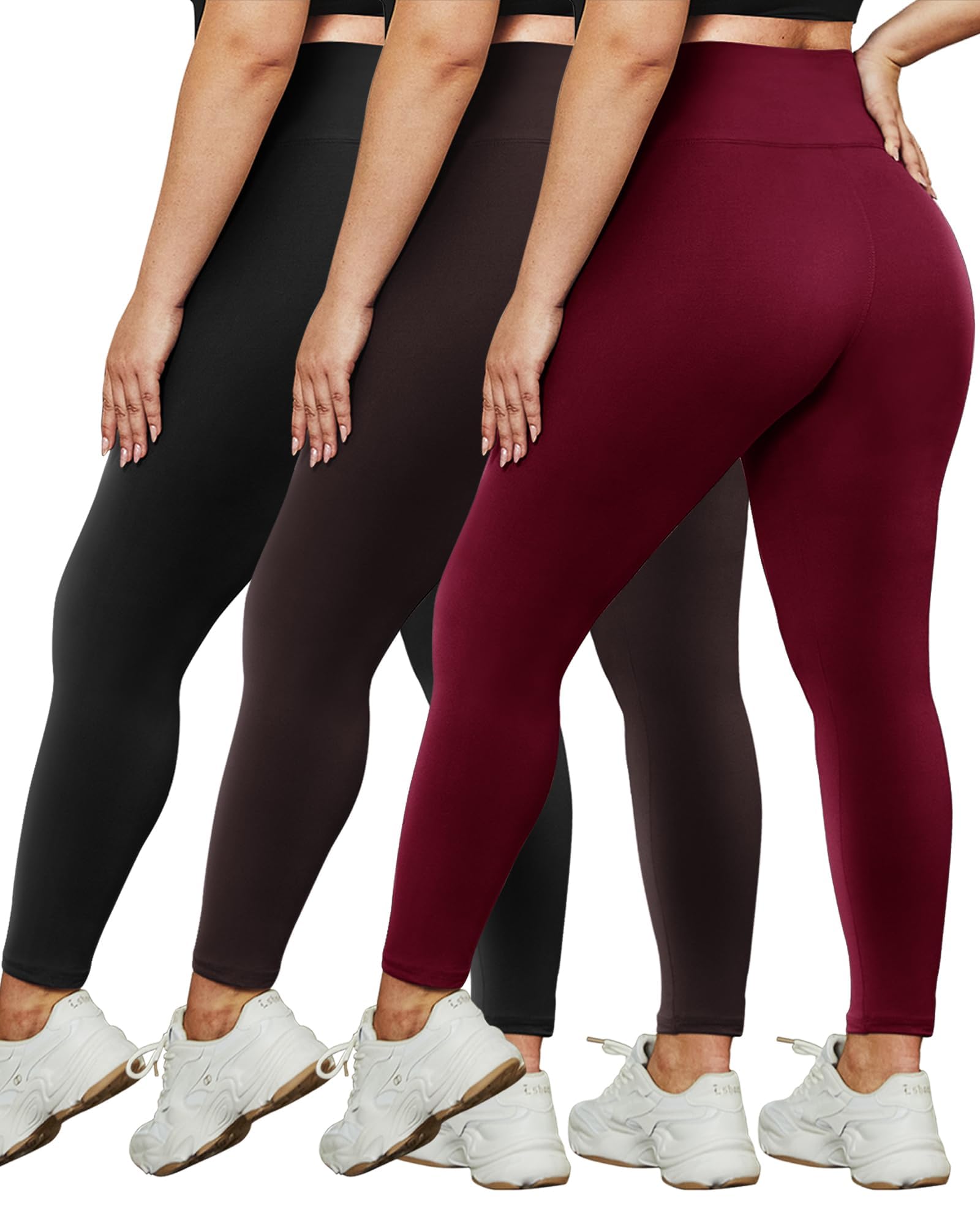 HLTPRO 3 Pack Plus Size Leggings for Women(X-Large - 4X)- High Waist Stretchy Soft Pants for Workout Running Yoga