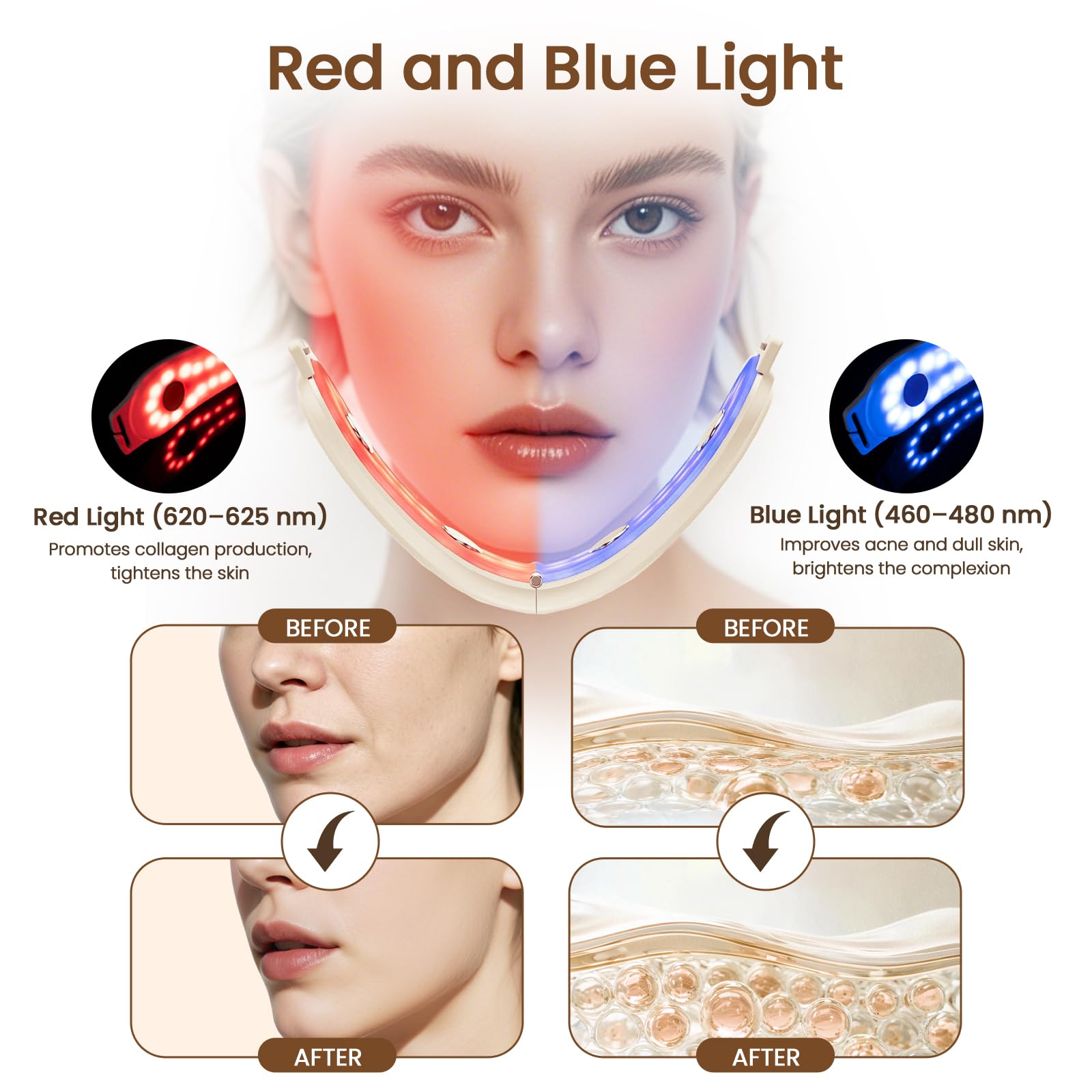 Doppelkinn Entferner, Elektrisches V-Face Shaping Massager, 9 Intensitätsstufen 4 EMS Modi, 42°C Rot & Blaue Gesichtsmassagegerät, Face Lifting Gerät Gegen Falten mit Fernbedienung