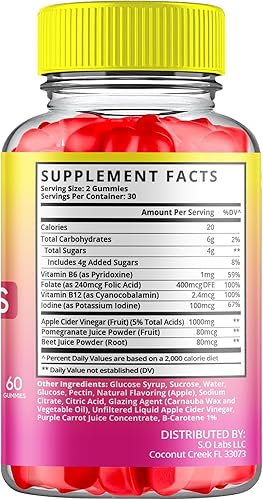 Miniatura 2 de S.O Labs Keto ACV Gummies pérdida de peso avanzada, dieta quemador de grasa del vientre, suplemento de vinagre de sidra de manzana, keto+ACV