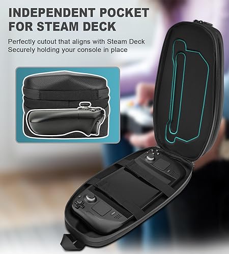 Miniatura 2 de DEEGO Funda de transporte para consola de vapor y accesorios, mochila cruzada protectora de doble capa a prueba de golpes, bolsa bandolera con