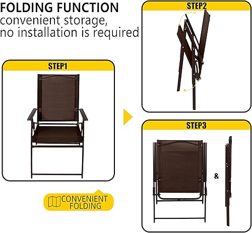 Miniatura 4 de Bigroof Sillas de comedor para patio, el juego de muebles de exterior incluye 2 sillas plegables Stirling con reposabrazos para porche, balcón y