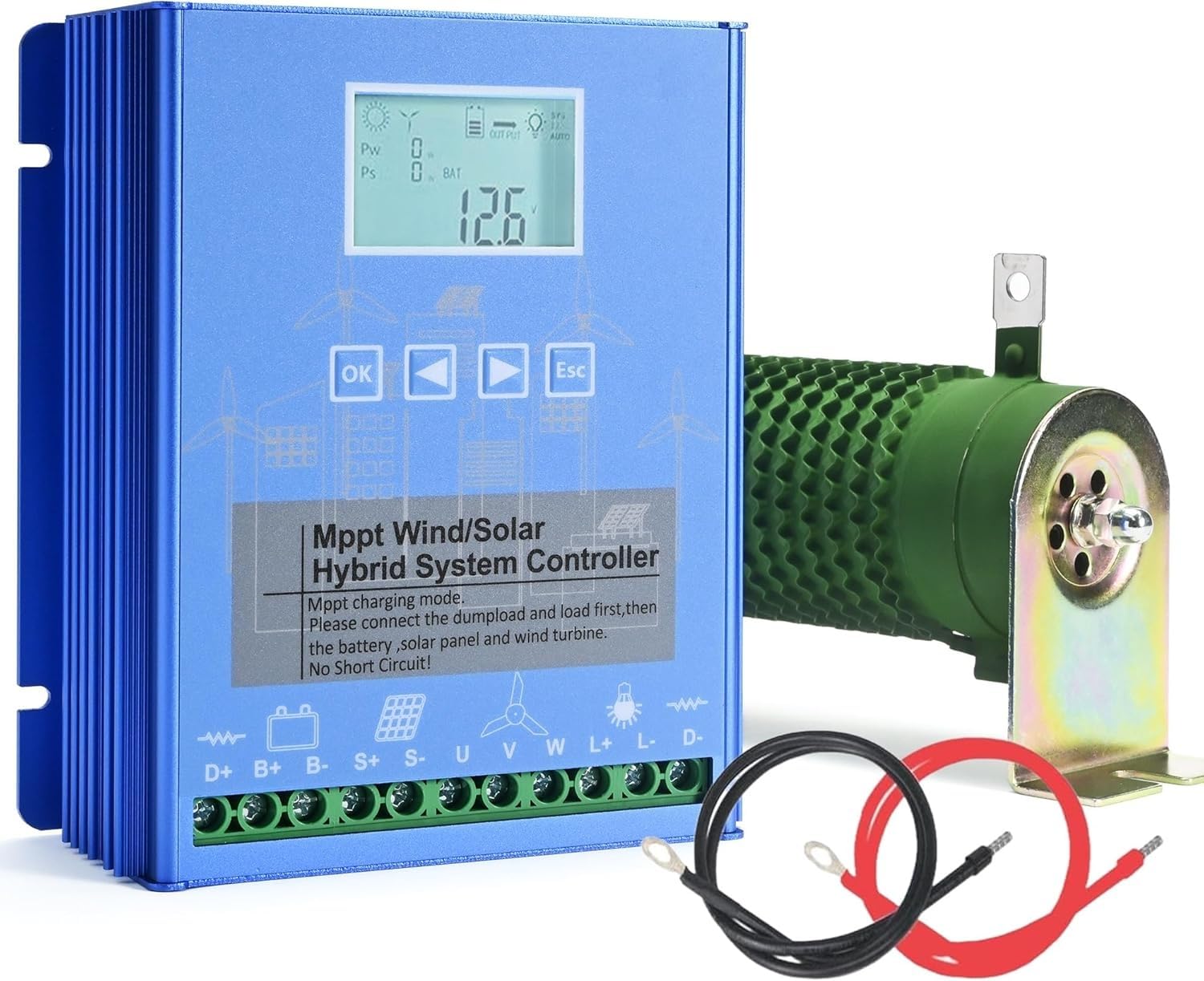 Regolatore di carica ibrido eolico e solare da 6000 W-12000 W, regolatore complementare eolico e solare, ricarica boost Mppt, pannello solare for turbine eoliche(12000W,48V)