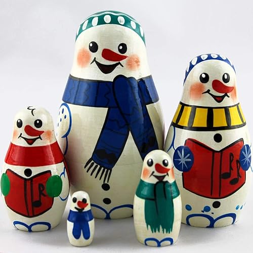 Juego de muñecos de nieve para anidar 5 piezas - Decoración navideña Muñeco de nieve