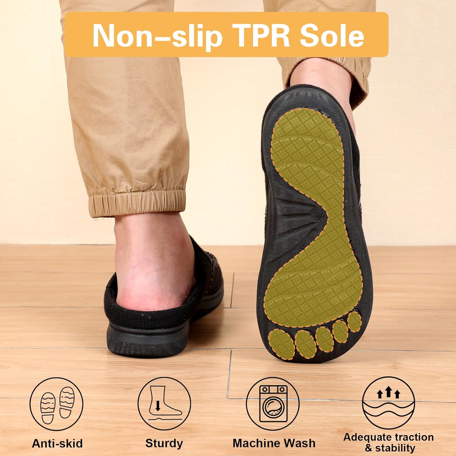 LeIsfIt Men's Slippers Wide House Slippers Moccasins Home Bedroom Slipper Slip-on House Shoes with Rubber Sole for Indoor Outdoor - Image 6