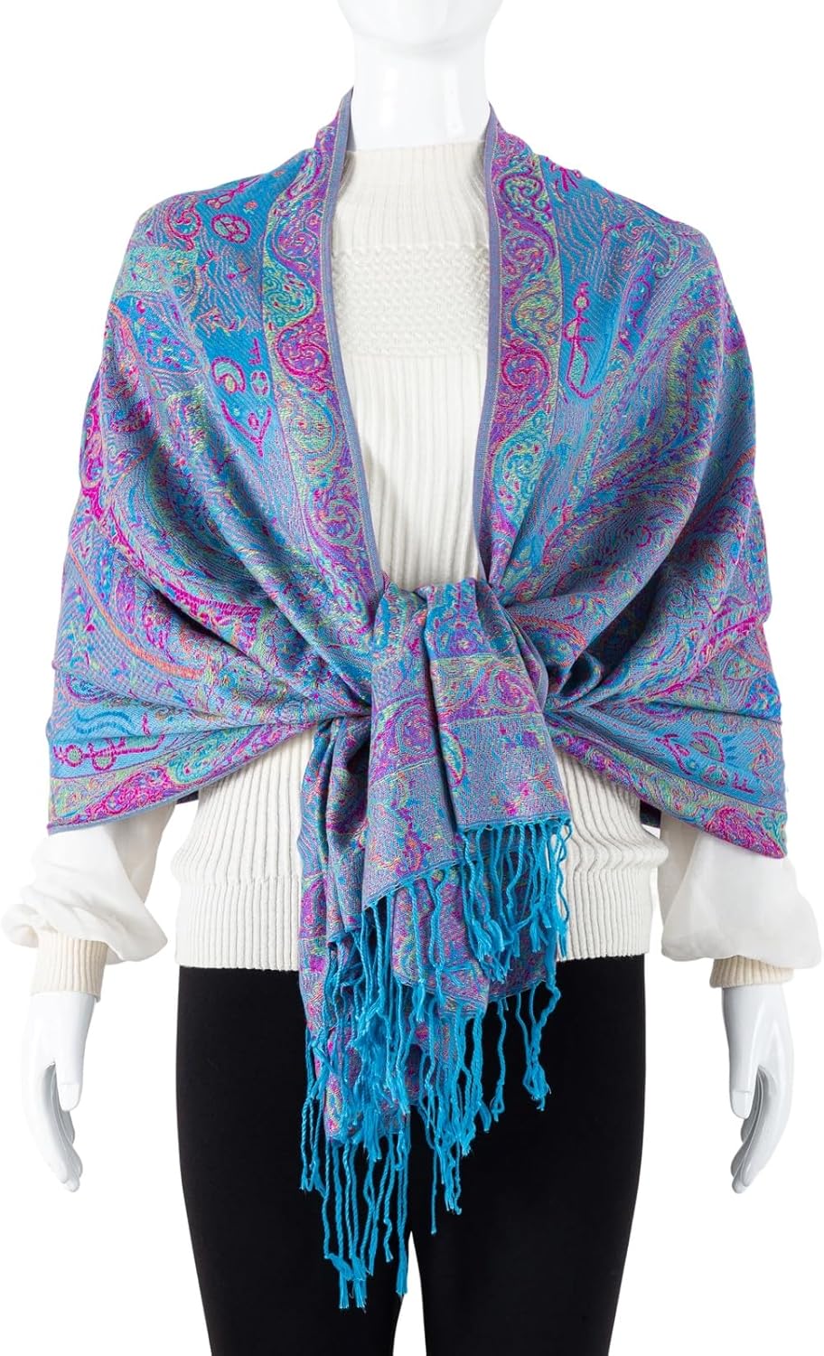Pashmina Feel Shawls Wraps Rave Scarf for Women Soft Silky Reversible Men Scarves Hijab - Image 3