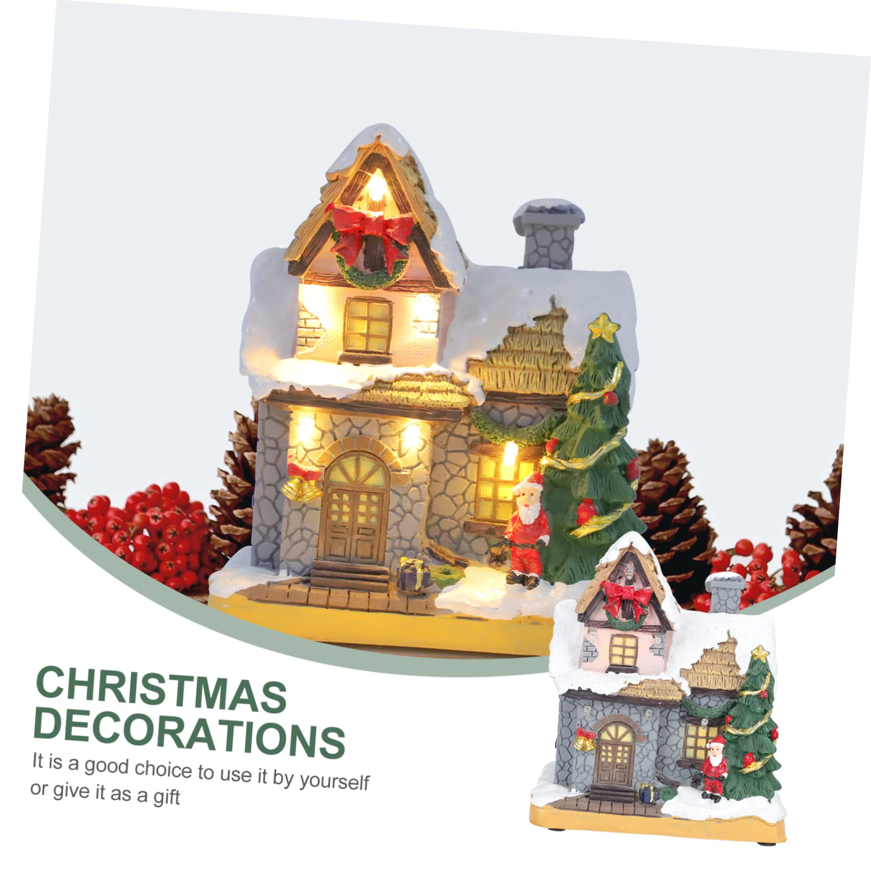 Casa Luminosa de Navidad de Resina Diseño Delicado en Forma de Casa para Adorno Navideño en Ventanas y Oficinas Generando Ambiente Festivo