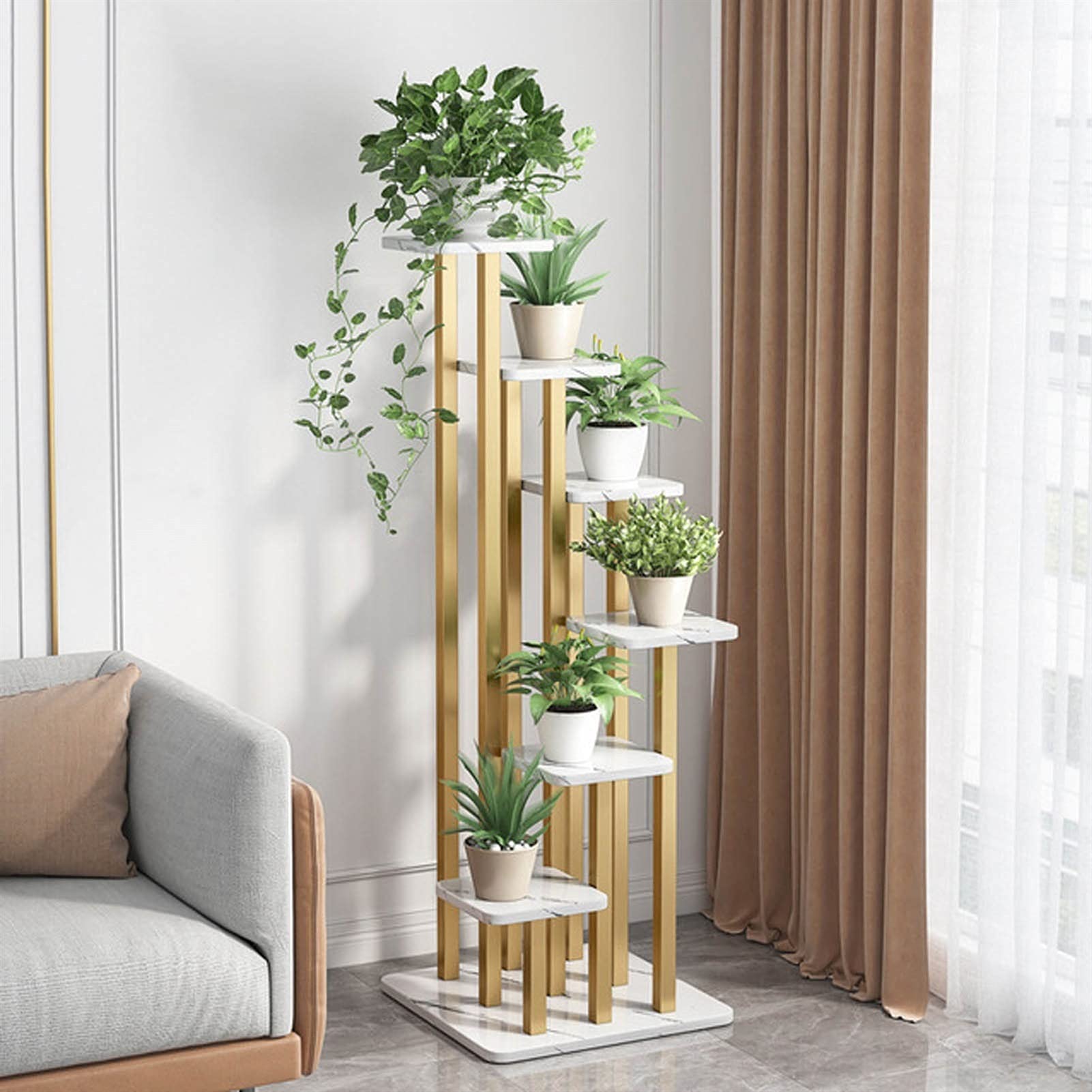 Support de fleurs d'intérieur - Étagère multi-étages pour balcon - Décoration de balcon - Support de fleurs vert pour pot de fleurs