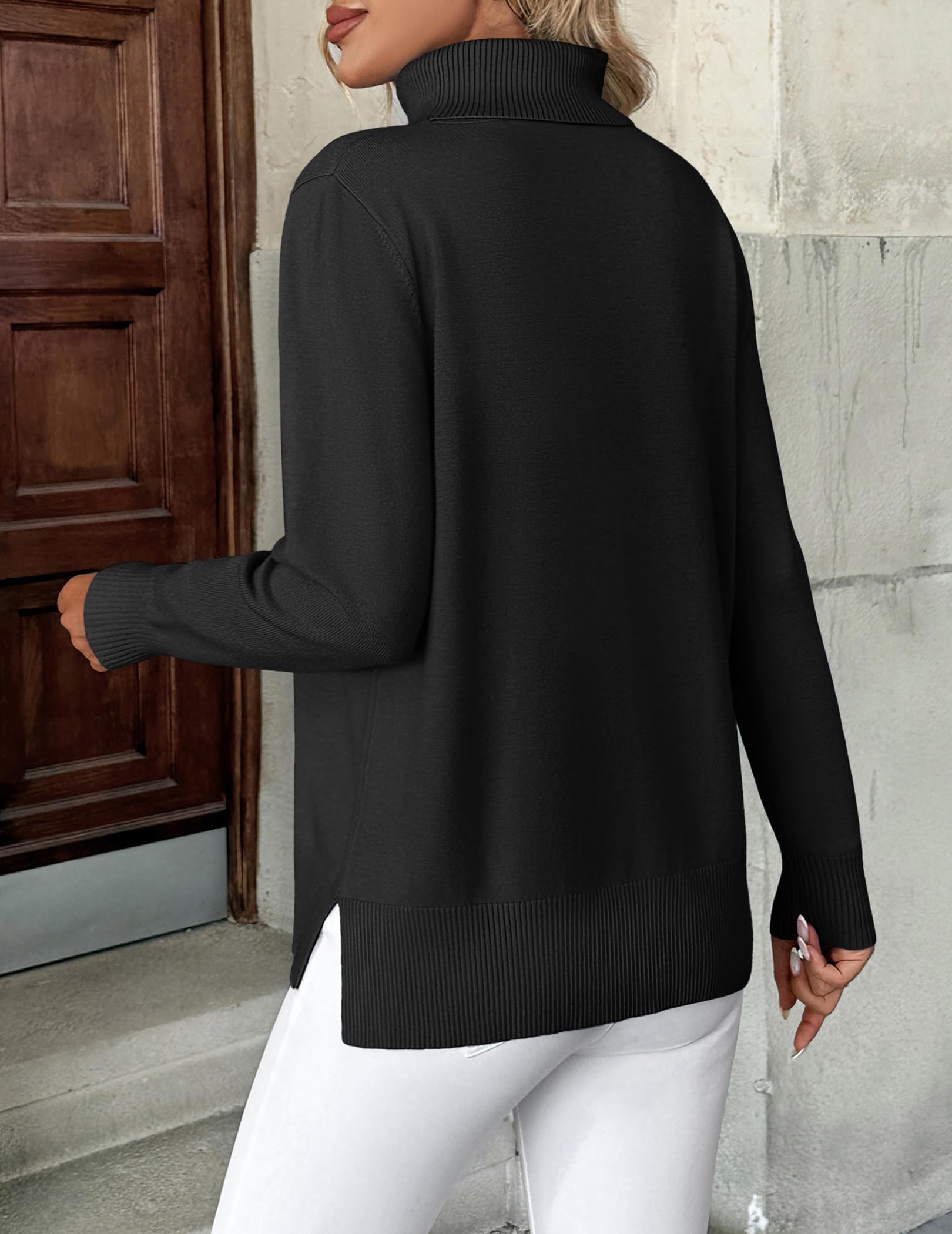 Zeagoo Maglione da donna a collo alto, elegante, a maniche lunghe, casual, a maglia, per autunno e inverno