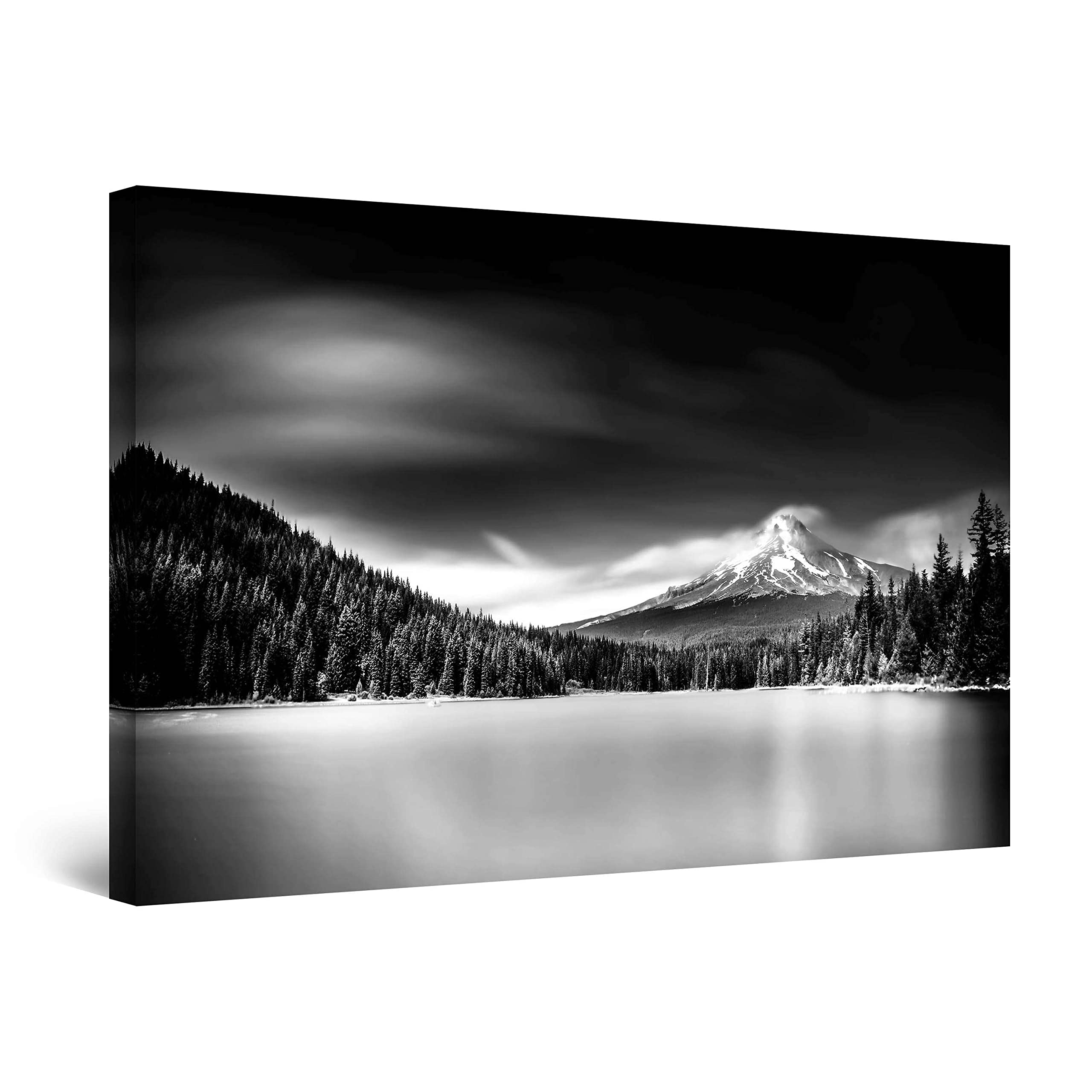 Startonight Black White Landscape Canvas Wall Art Black And White Abstract Sureal Landscape, Framed Artwork Picture Decor For Bedroom, Unique Luminous Wall Art Minimalism Piece 60 Cm X 90 Cm Day & Night Effect