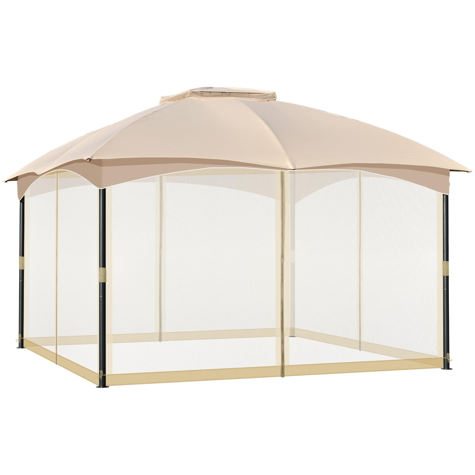 COWVIE Gazebo Replacement Netting Screen, 3.6 m x 4.8 m Universal Gazebo 4-Panel Mosquito Sidewalls with Double Zippers for Outdoor Patio (Only Netting)