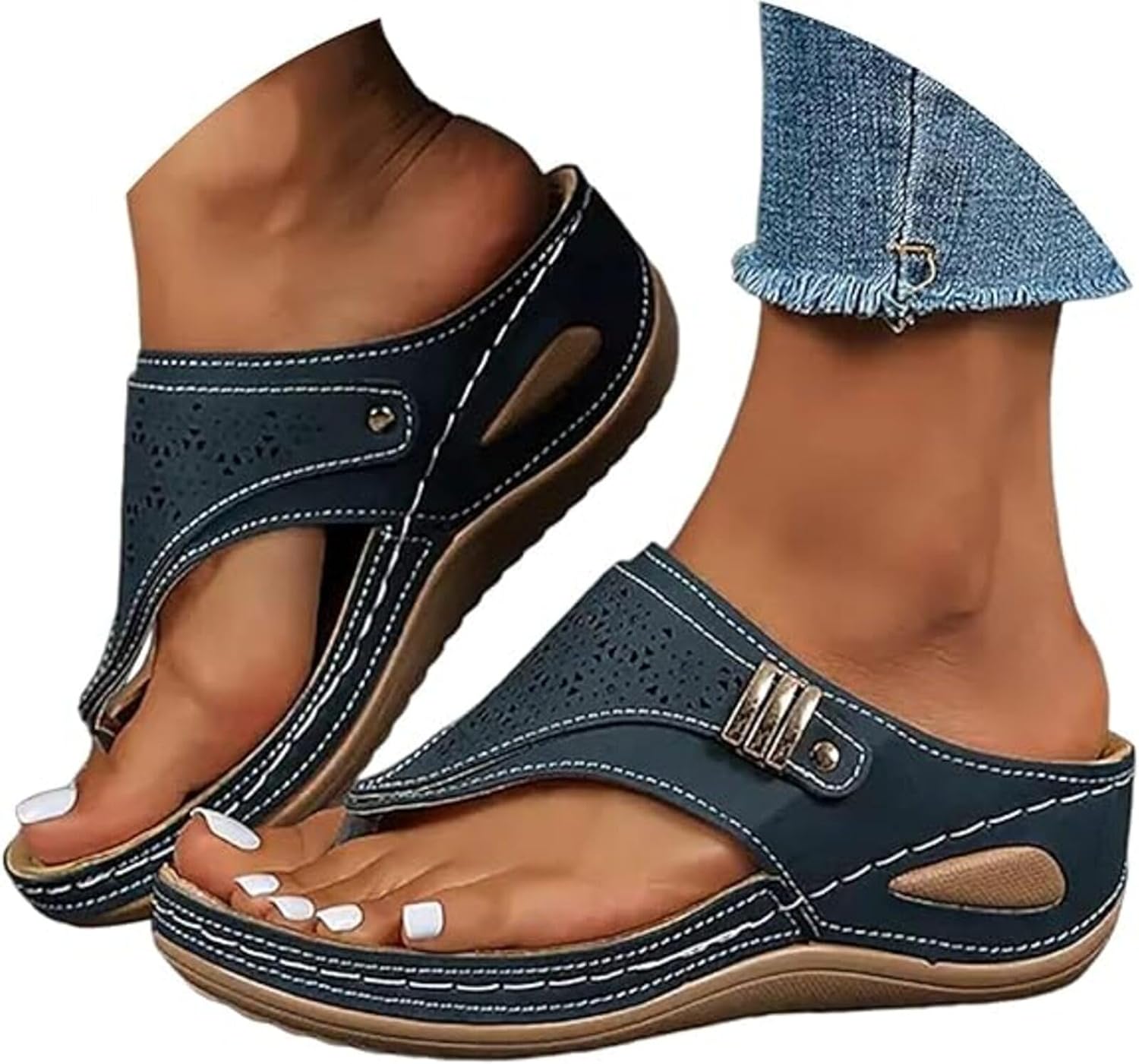 Orthopedic Sandals for Women, Summer Arch Support Wedge Sandals 2026 Non Slip Flip Flops Sandals