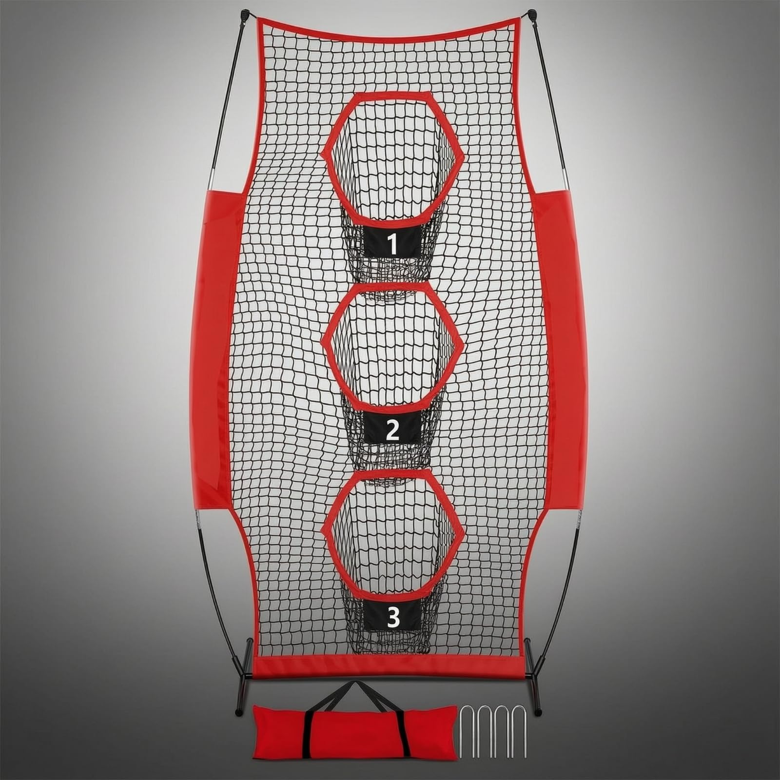 Rete da Allenamento Calcio Portatile Rete Bersaglio Calcio Porta da Lancio Base Stabile Resistenti Picchetti Inclusi Borsa con Tracolla Ferro E