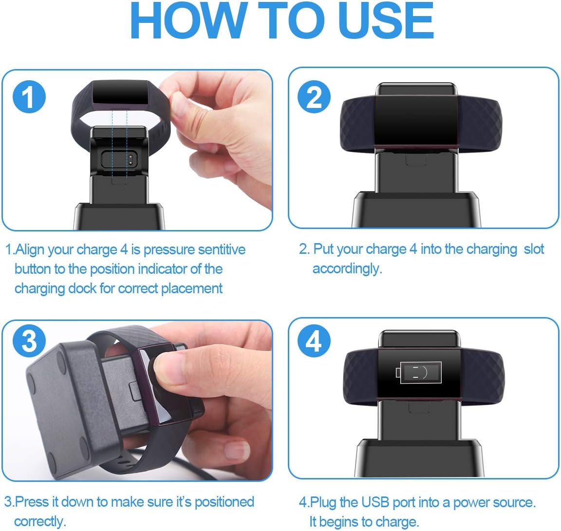 KIMILAR Charger Compatible with Fitbit Charge 4 Charger Dock, Replacement Charger Stand Charging Cable Cradle Station Base with 4.2ft USB Cord Accessories for Charge 4 / Charge 4 SE Smart Watch