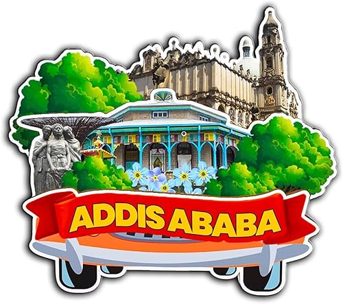 Imán de madera para nevera de Addis Abeba Etiopía, monumentos 3D, recuerdos coleccionables, decoración hecha a mano -2863