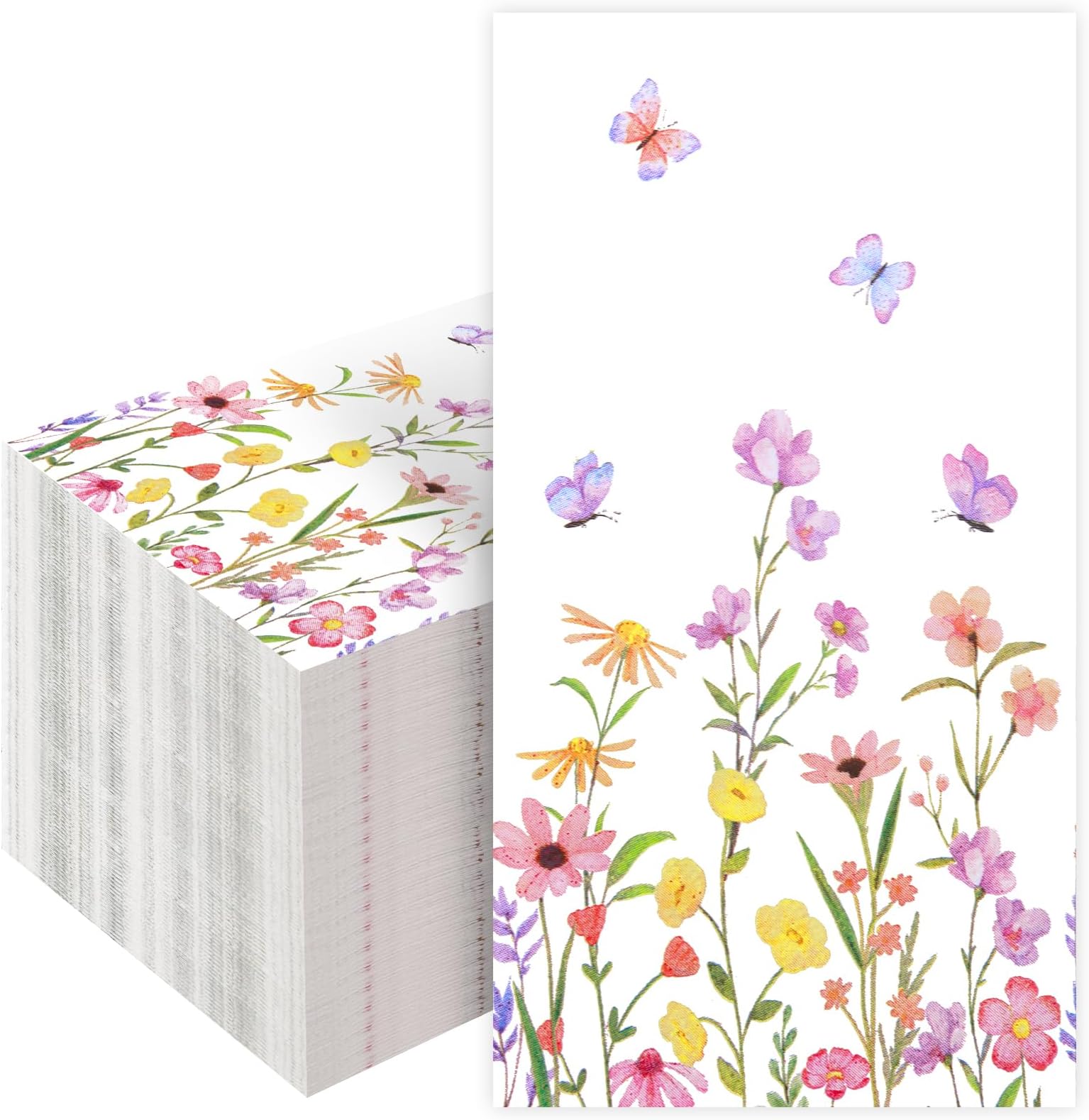 Amazon.com: 100Pcs Disposable Floral Paper Napkins Decorative Bathroom ...
