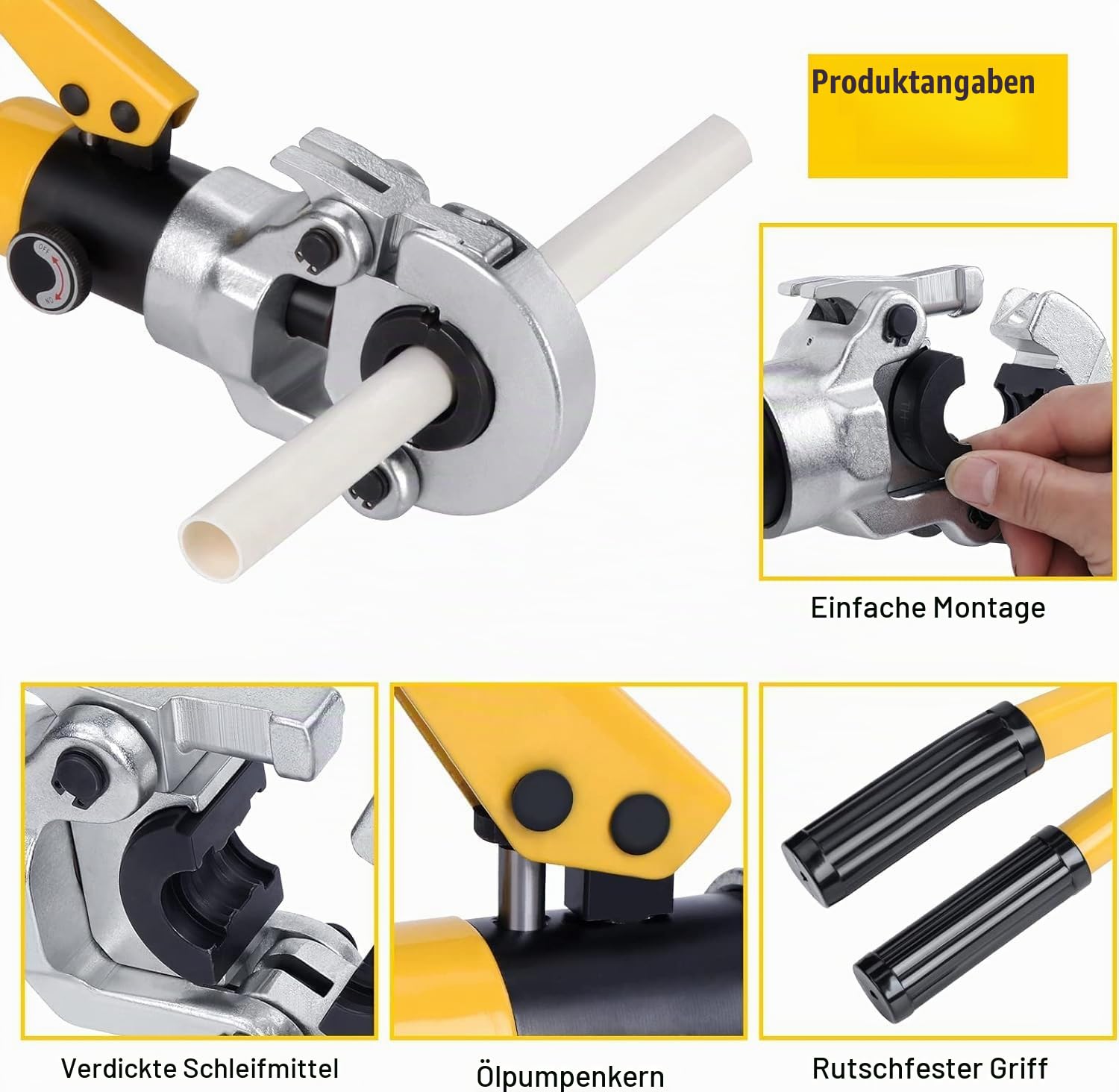 Hydraulische Rohrcrimpzange, Druckrohrzange Crimpzange, Verbundrohr TH Profil Rohrcrimpzange für Aluminium-Kunststoffrohre mit TH 16 20 26 32mm² Profil.