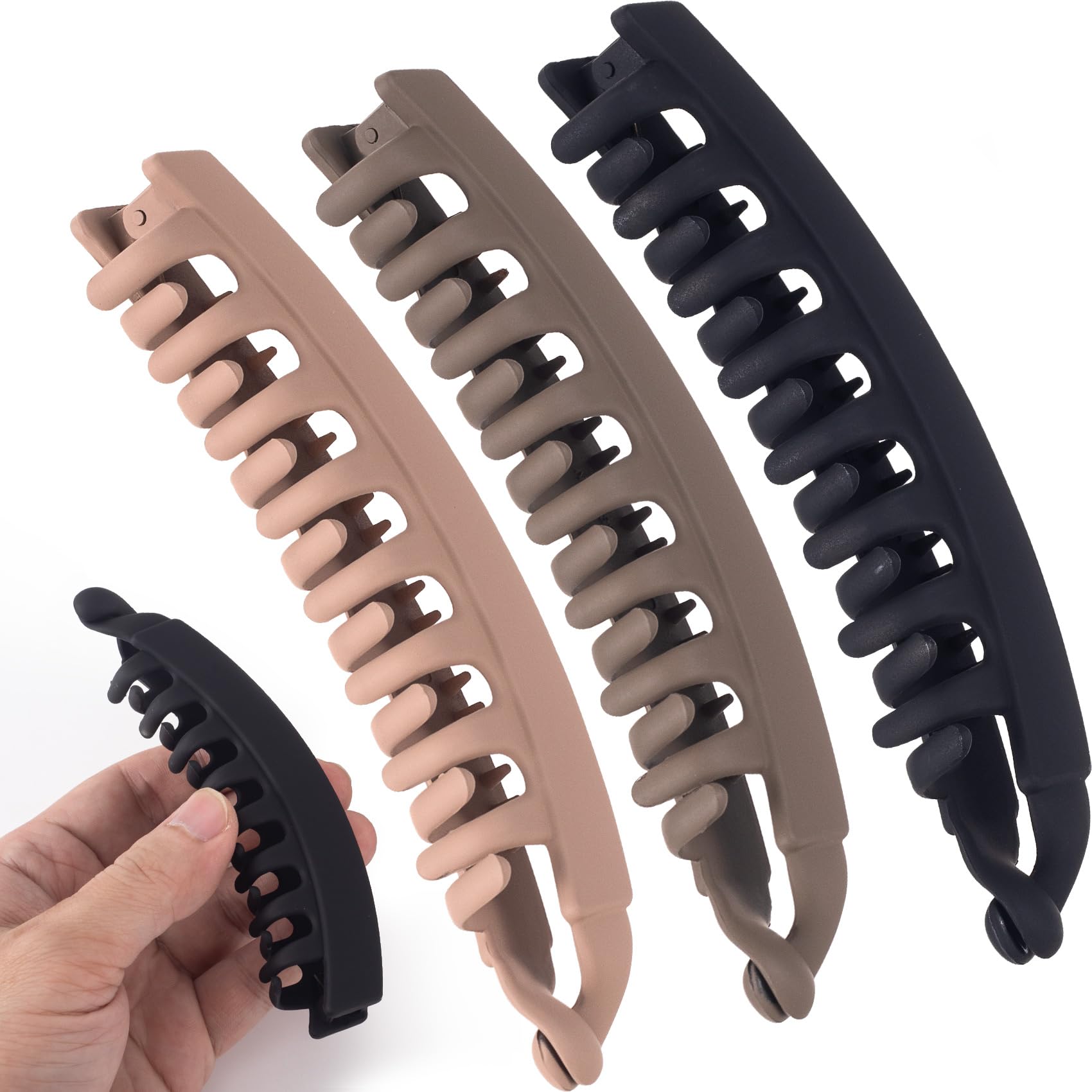 Winsyison 3pcs Banana Hair Clips, Non-Slip Large Hairstyle Claws for Women, Vintage 90 Style Classic Double Combs Hairpin Accessories for Curly