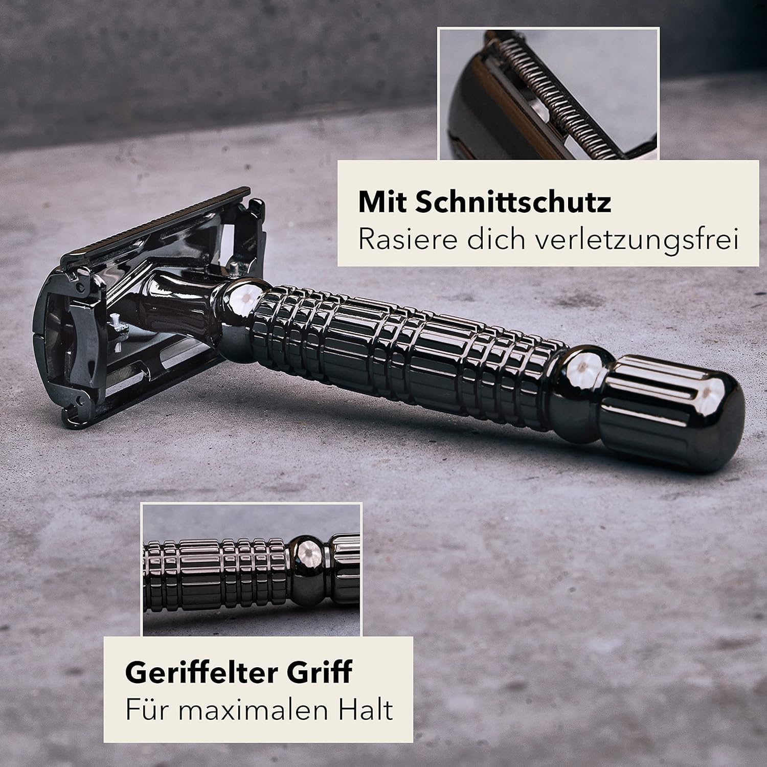 Störtebekker® Premium Anti Hautirritationen Set - Für eine perfekte Rasur - inkl. Rasierhobel Schwarz, Rasierklingen, After Shave Balsam - Geschenkidee Herren - Rasierset/Bartpflege Set Herren