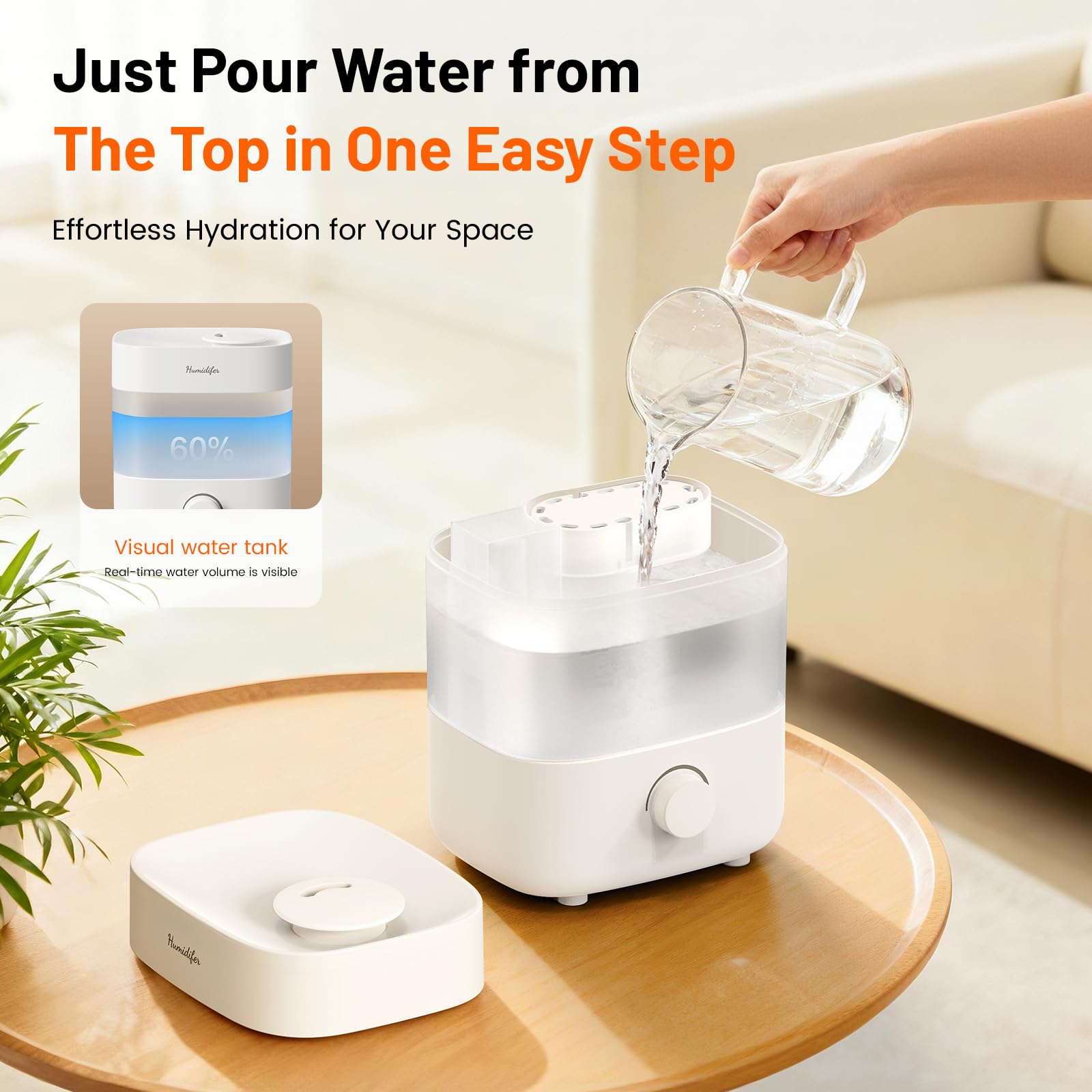 Humidificadores para dormitorio, tanque de 2 litros para 15 horas, tiempo de niebla silenciosa de 20 dB, boquillas dobles, apagado automático, rotación para ajustar la intensidad de la niebla
