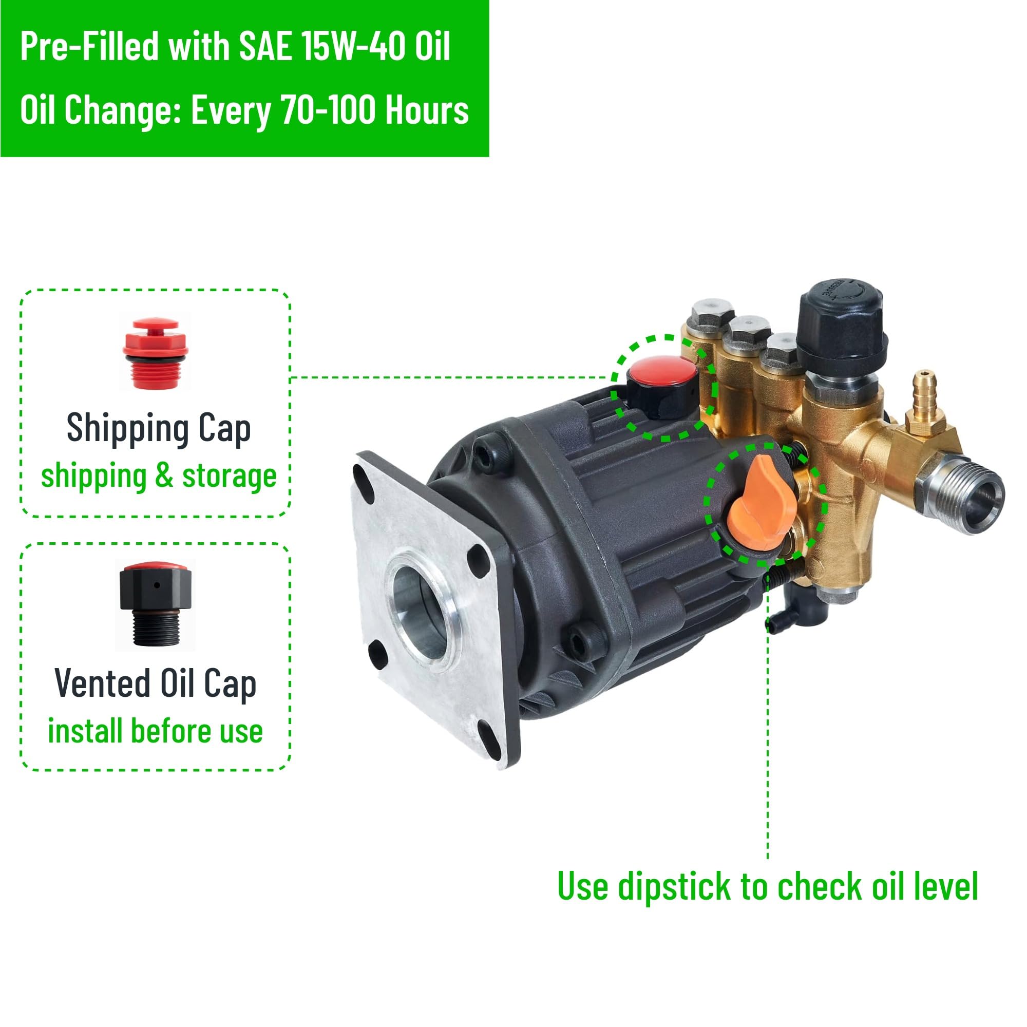 Axial Hochdruckreiniger Pumpe 2700 psi 6,5 PS 3/4 Zoll Schaft für Cat General AR