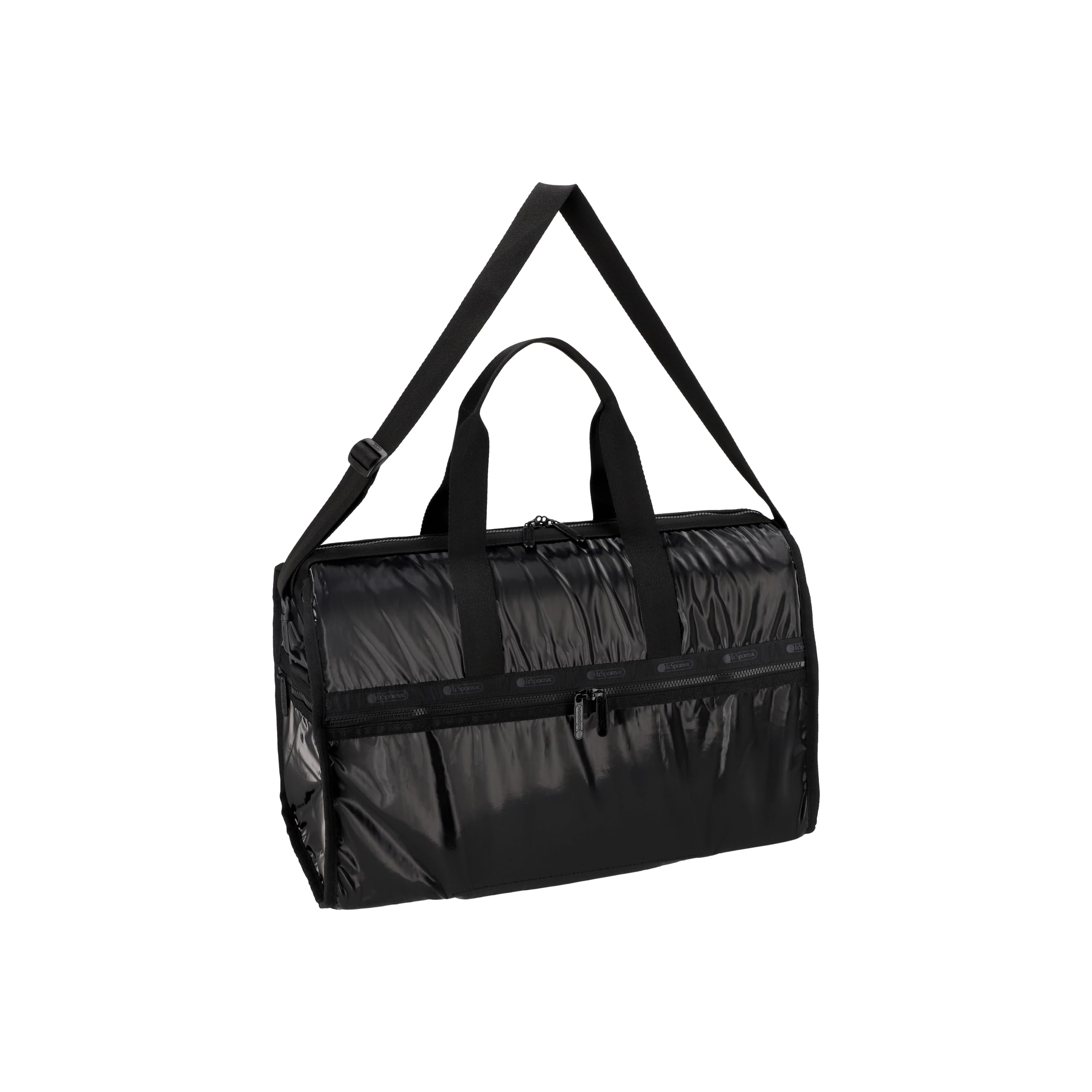 LeSportsac Große Deluxe-Wochenendtasche, Schwarz glänzend, Einheitsgröße