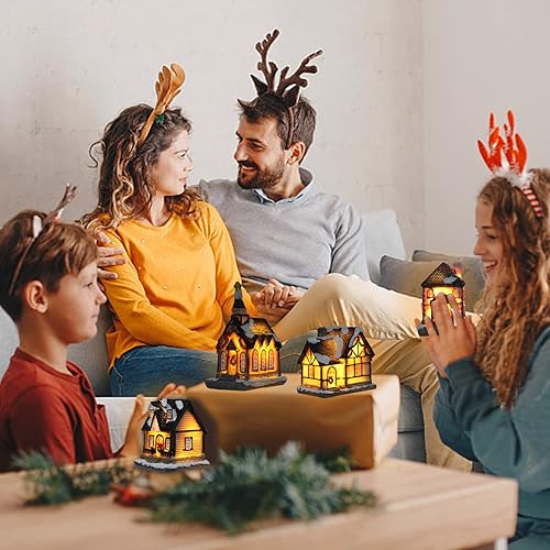 Miniatura 5 de Casa de Pueblo Navideño Coleccionable, Edificio de Decoración Navideña, Estatua de la cabaña del Pueblo navideño, Decoración del Hogar, Exhibición