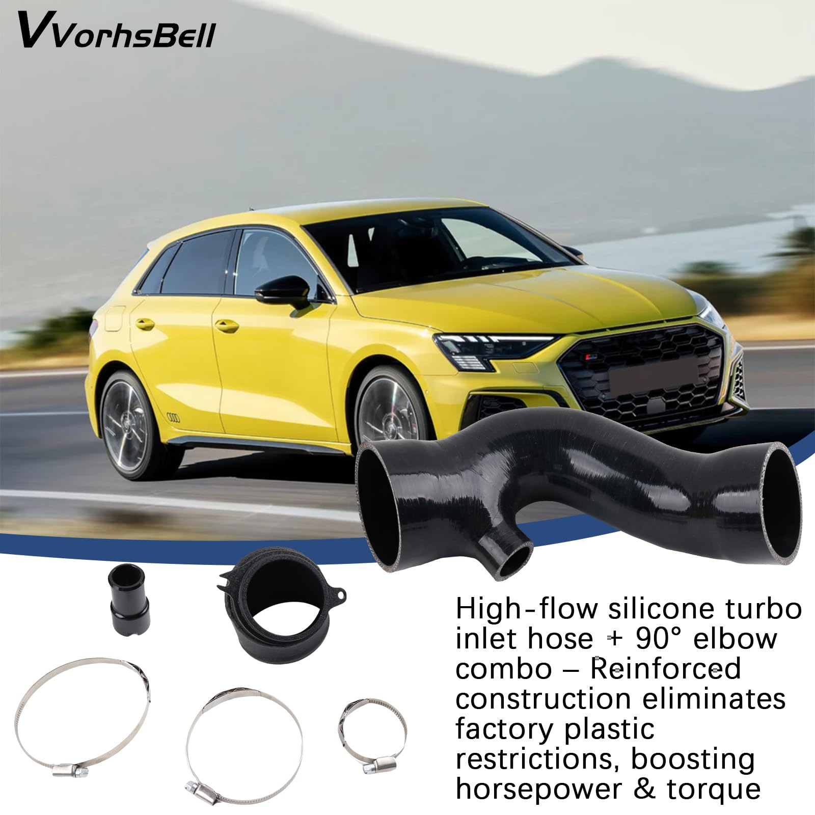 Turbo Zulaufschlauch kompatibel mit VW Golf 8 R/GTI CS/Audi S3 8Y / Cupra Leon, 2.0TSI Gen4 EA888.4 300-320PS Performance Intake Upgrade