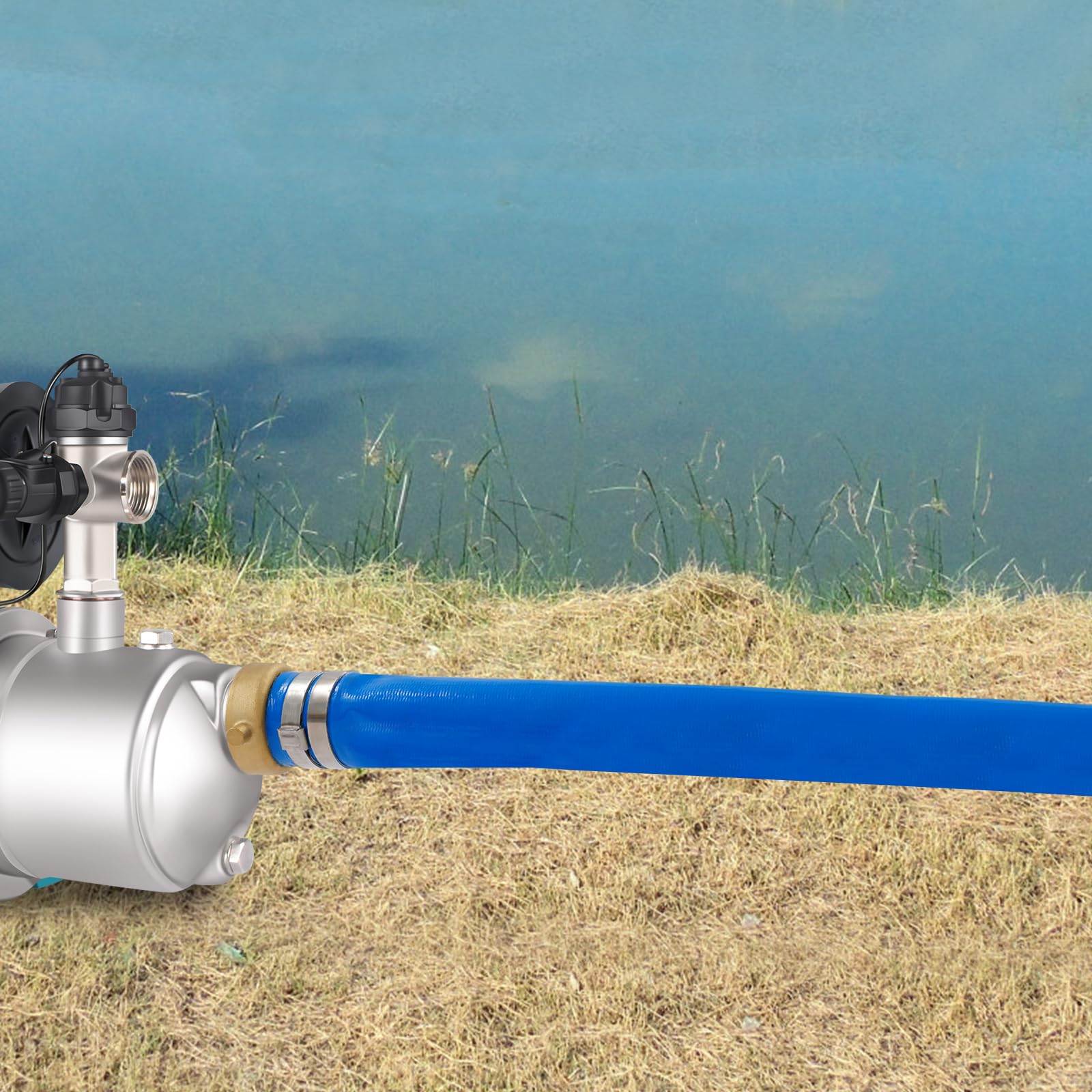 Manguera plana de 2 pulgadas x 100 pies (30 m) – Manguera de construcción para bomba sumergible, manguera de drenaje de alta presión 90 PSI, riego de agricultura y jardín, manguera de PVC con