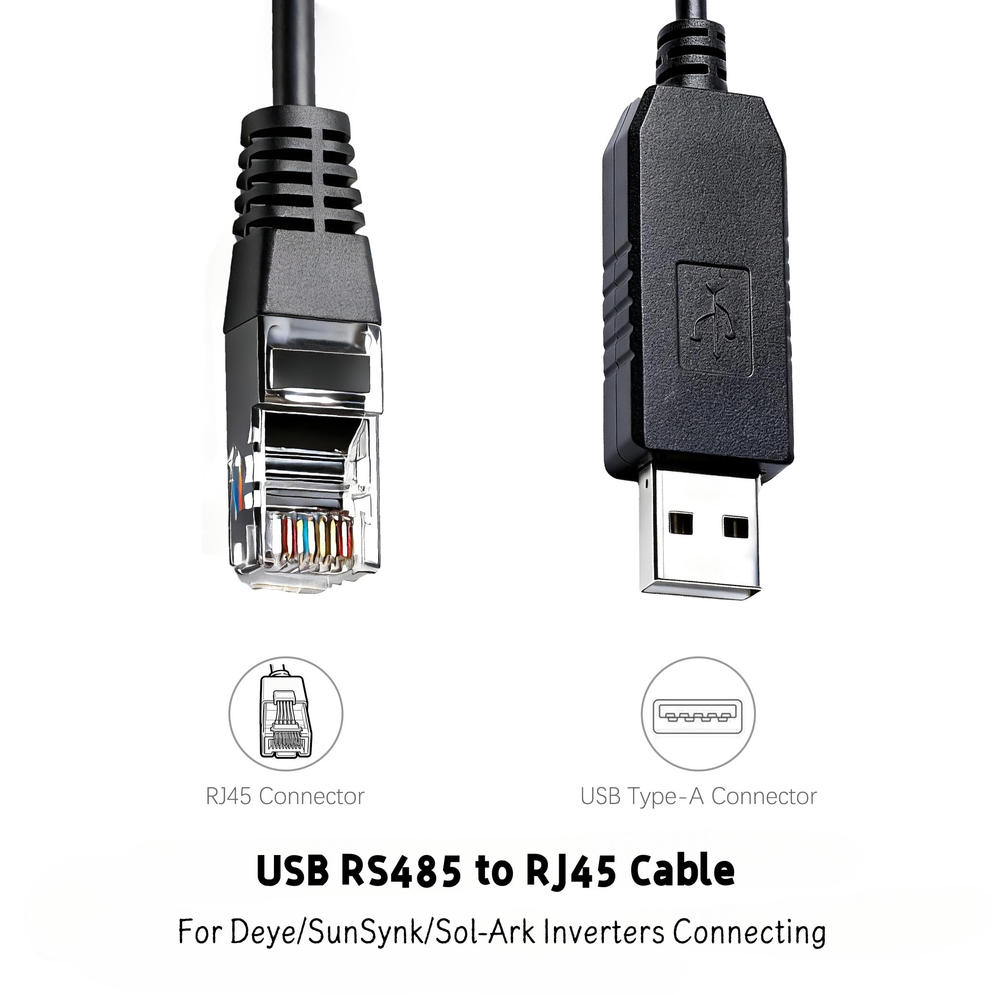 RS485 Kommunikationskabel FT232 USB RS485 auf RJ45 Kabel für Deye/SunSynk/Sol-Ark Wechselrichter zum Verbinden/Konfigurieren von Wechselrichtern an PC, 1,8 m