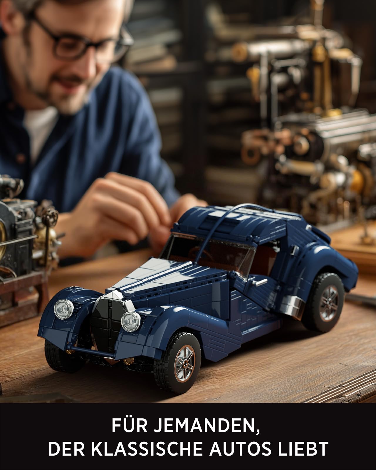 Nifeliz Auto-Modellbausatz Vintage Klemmbausteine für Erwachsene, Maßstab 1:14 Sammlerauto Sportwagen Modell Auto, Sammlerstücke für Zuhause oder das Büro (1,127 Teile, NF10320)