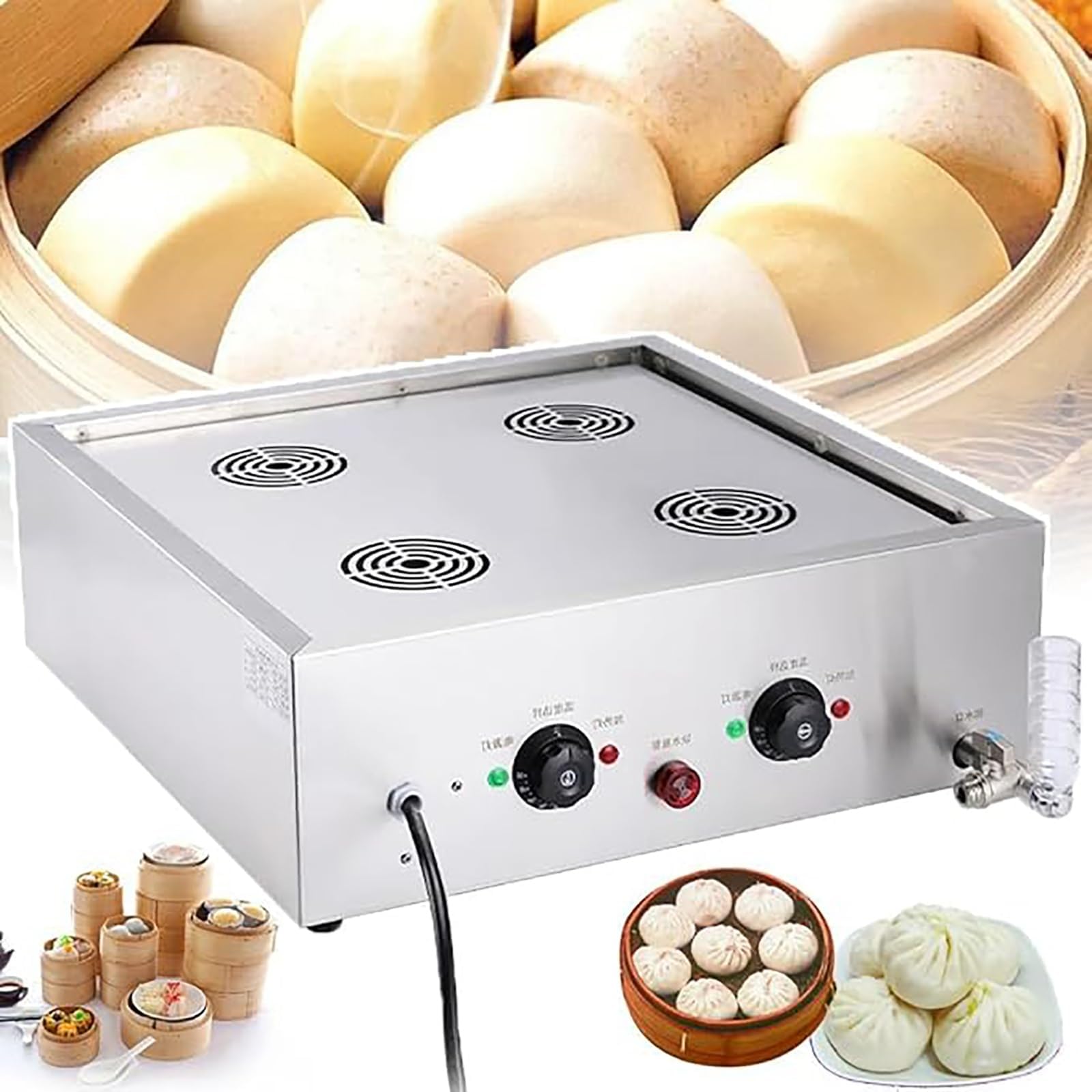 Komercyjna elektryczna maszyna do gotowania na parze, wysoka moc 3000 W, regulowana temperatura 30-110℃, idealna do użytku domowego, sklepu i bufetu