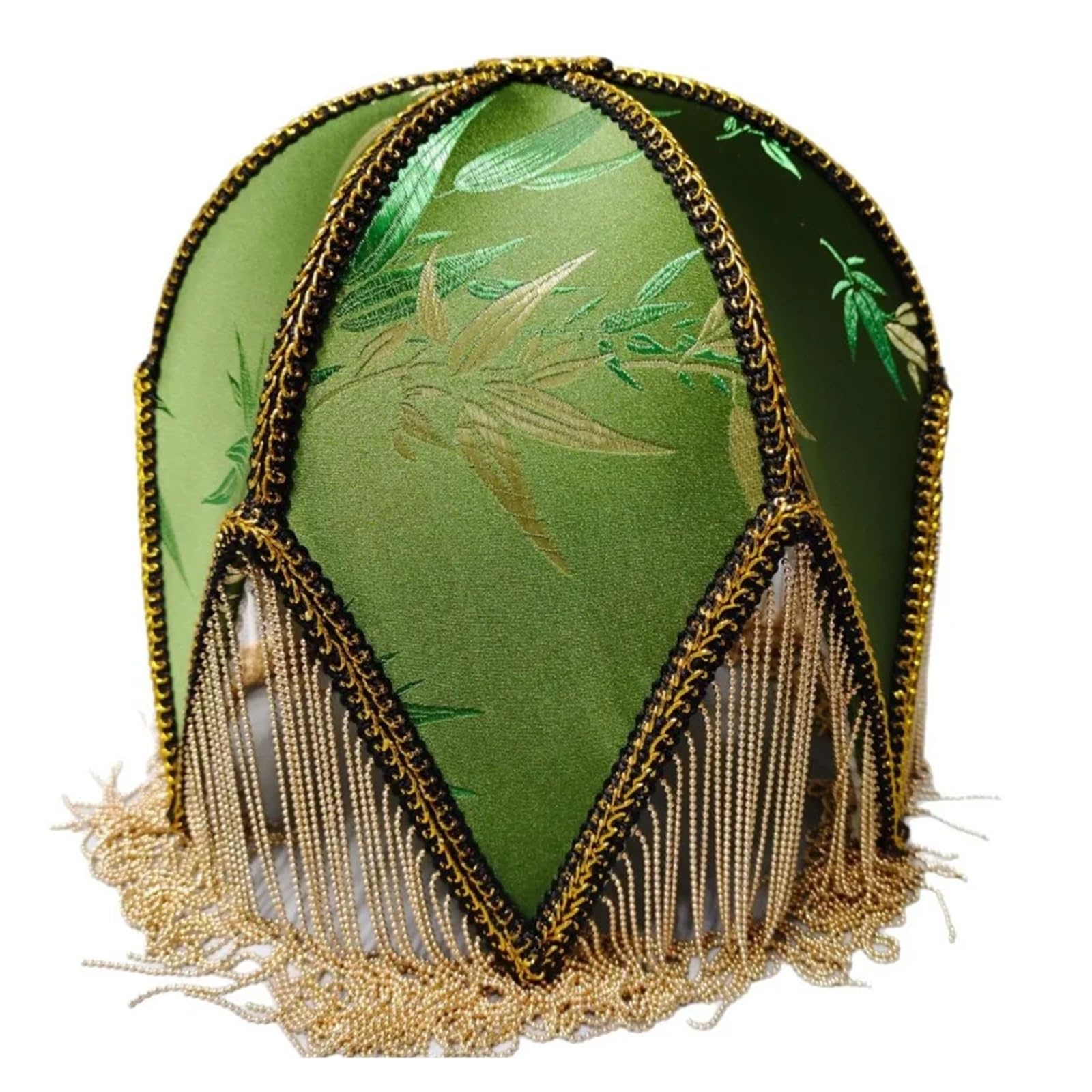 Zhouxyfdc Green Fringed Lampshade Tassel Table Lamp Shade, Retro Fabric Bedside Lampshade Classic Nightstand Lamp Beaded Fringe