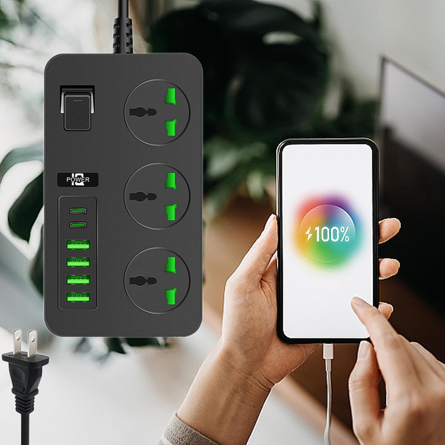3 Outlets Power Strip Surge Protector 3000W Multi Plug Outlet with 6 USB, On/Off Botton, Extension Cord with Multiple Outlets, USB Outlet, Cruise Dorm Essentials Cool Stuff