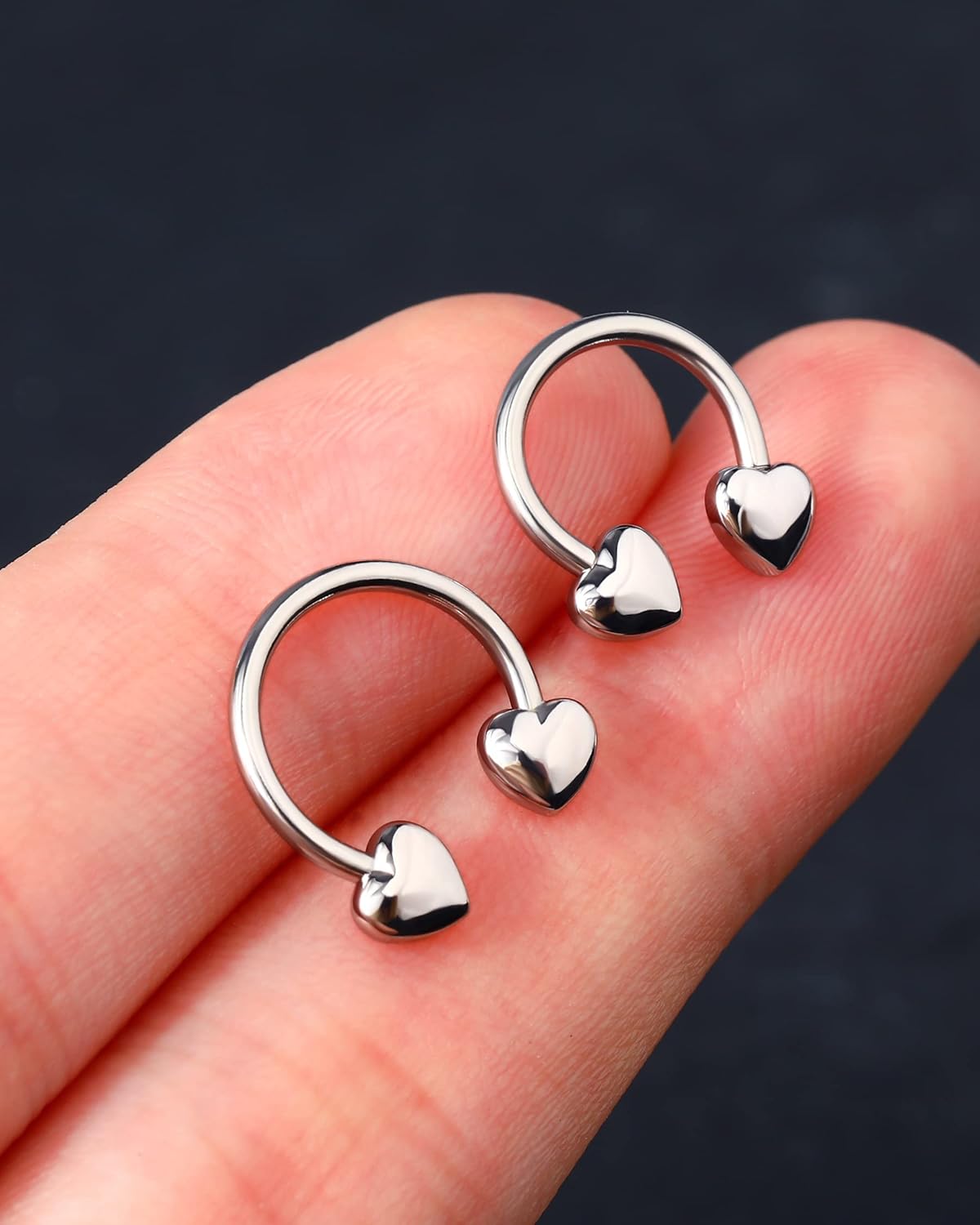 Jewseen 16G Septum Rings Heart Cartilage Earring Hoop 316L Stainless Steel Helix Earring Daith Earring Nose Ring Hoop Septum Piercing Jewelry for Women and Men - Image 2