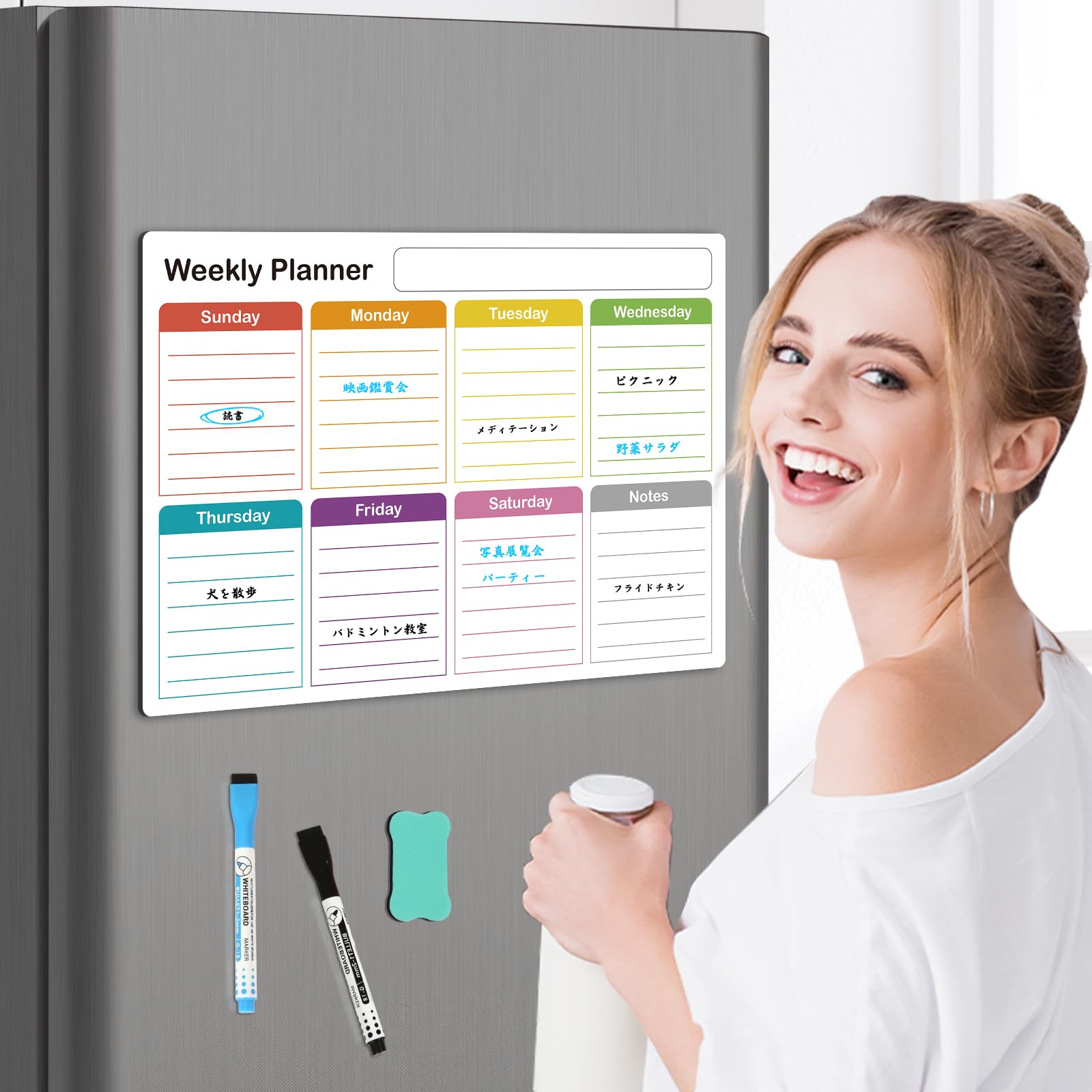 Amazon | Walspax ホワイトボードシート 週間予定表 横型 30x42cm A3