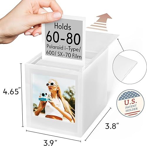 Miniatura 9 de WINKINE Marco de fotos Polaroid acrílico y caja de almacenamiento de fotos con tapa deslizante, marco de fotos para película Polaroid de 4.2 x 3.5