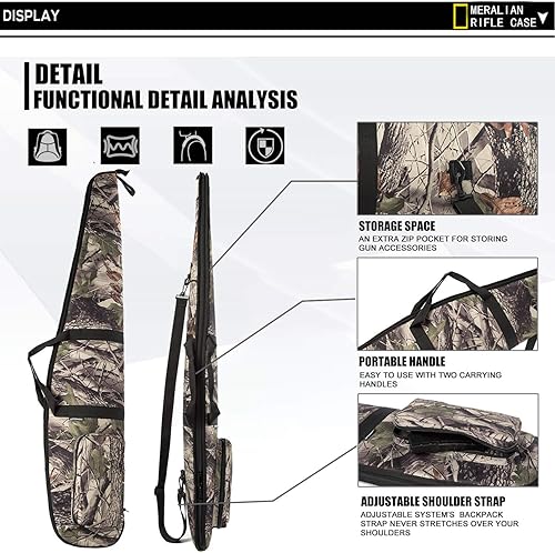 Miniatura 5 de MERALIAN Funda para rifle de 444852 pulgadas, resistente al agua con bolsillo con cremallera para rifles de alcance.