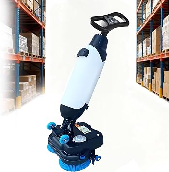 Professional Floor Scrubber Dryer, Compact Scrubber-Dryer, Automatic Scrubber Dryer, 18" Cleaning Width, Double Brushes, 360 Rotating Head, Self-Propelled, for Home, Office, Hotel White