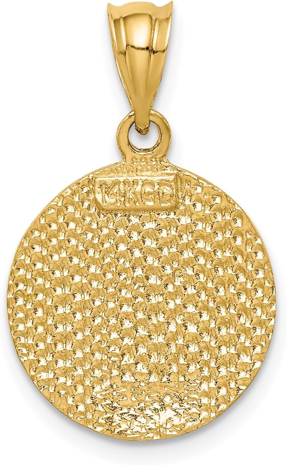 14k Yellow Gold Virgin Mary Textured Medallion Pendant with Diamond Cut Accents, Catholic Religious Medal for Women, Christian Faith Symbol Jewelry, Round Gold Charm Necklace for Daily Wear - Image 3
