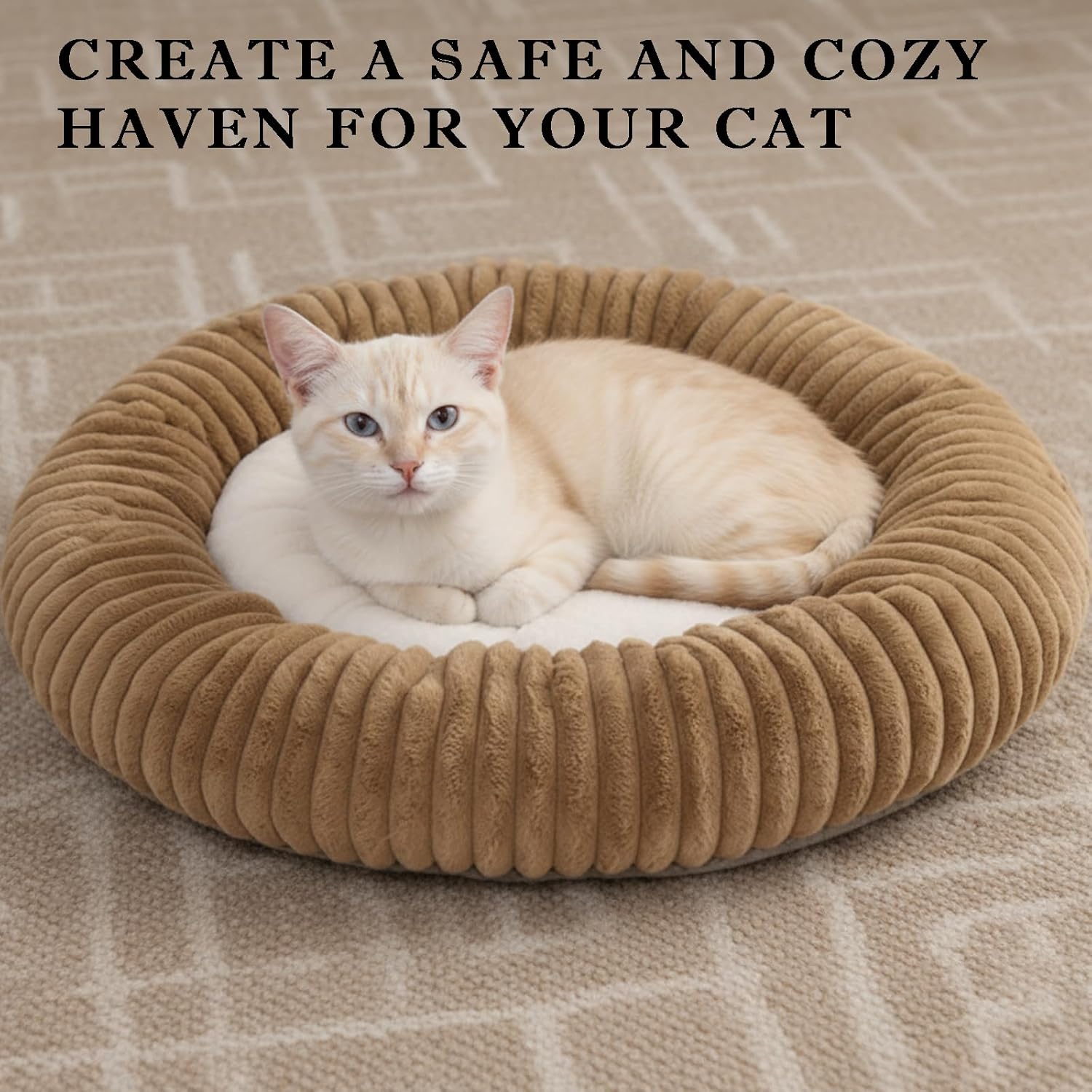 Short Plush Dog Bed Donut, Ultra-Soft & Machine Washable Dog Beds, Durable Round Calming Pet Bed for Cats and Small, Medium, Large Dogs (Coffee Brown, XX-Small)