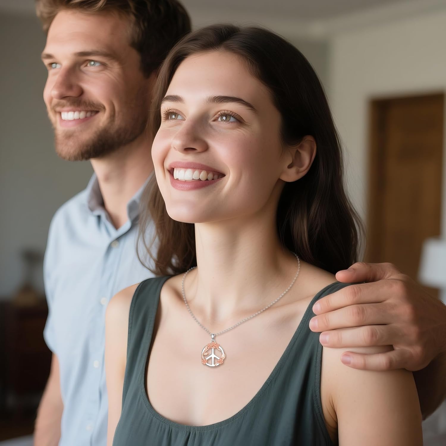 Peace Sign Necklace S925 Sterling Silver Peace Symbol Pendant Hippie Party Jewelry Gifts for Men Women - Image 5