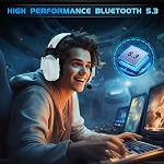 Wireless Gaming Headset for PS5, PS4, PC, Switch, Stereo Sound, RGB Light | Bluetooth 5.3 & 2.4GHz dual wireless, Built-In Microphone, 3.5mm Wired Mode for Xbox Series, Compatible With Mac