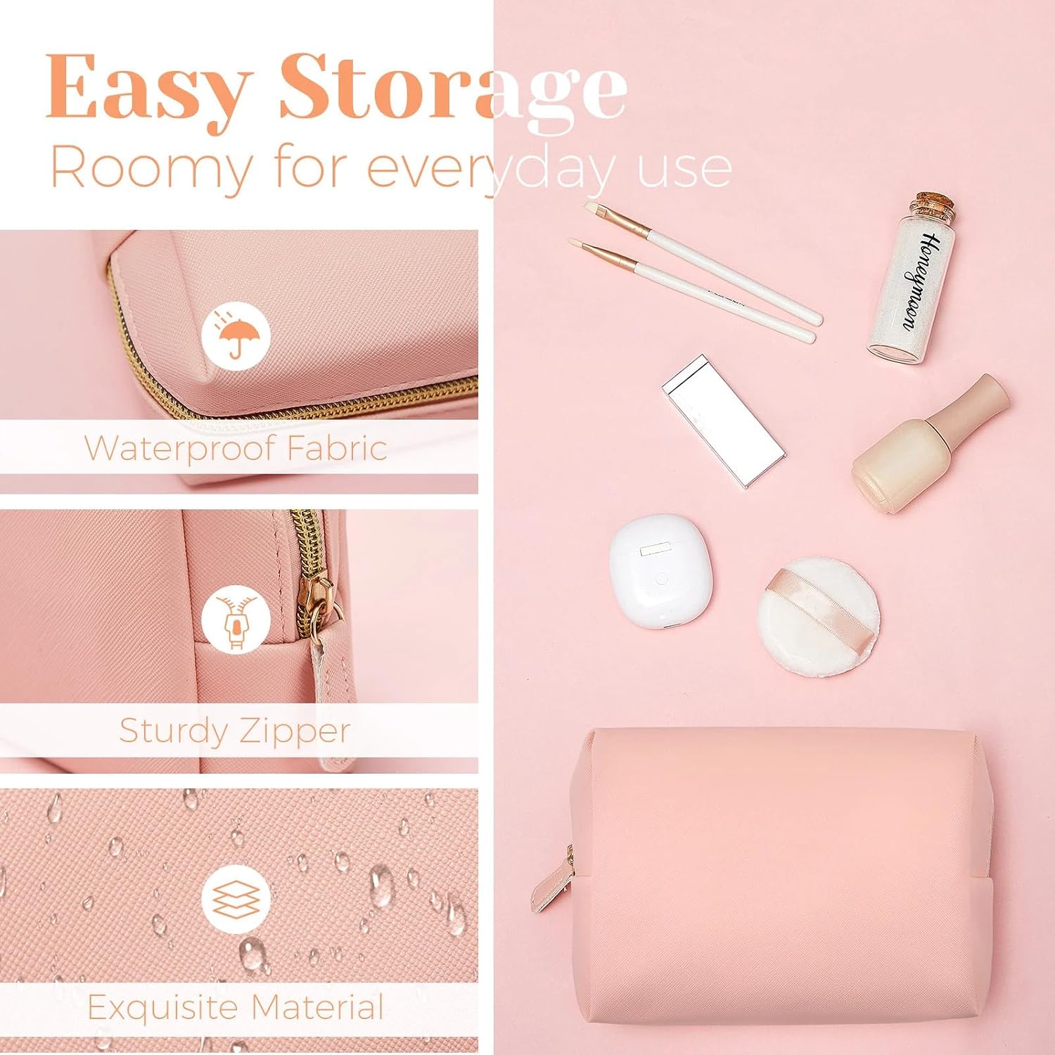 8 Pcs Makeup Bag Pu Leather Cosmetic Pouch Waterproof Small Toiletry Bag Portable Cosmetic Organizer Water Resistant Storage Purse for Lady Women Daily Storage Travel Organizer (Soft Colors,Large)
