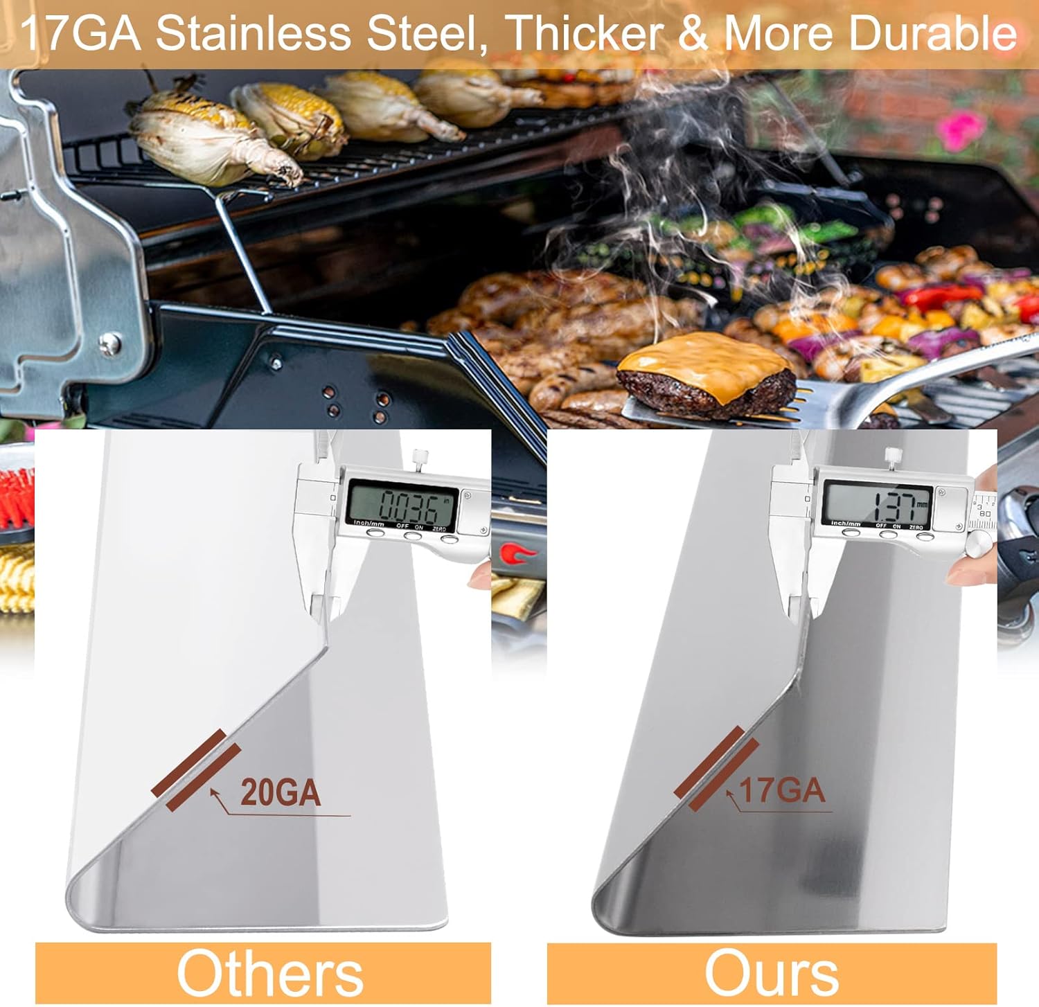Flavorizer Bars for Weber Genesis 310, E310, E330, E320, S310, S320, S330, EP310, EP320, EP330 (With Front Control), 17.5 Inch 7620/7621 Stainless Heat Plates for Weber Genesis 300 Replacement Parts.