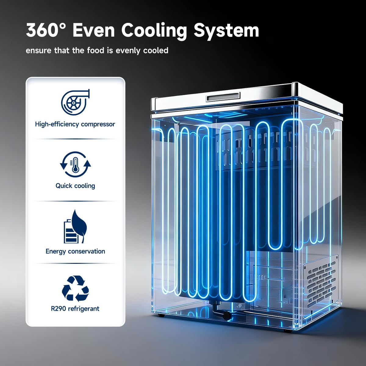 3.0 Cu. Ft Chest Freezer With Free-Standing Top Door Lockable Stay-Open Lid,Adjustable Thermostat For Breastmilk Storage, Energy Saving Chest Compact Deep Freezers Chest For Garage,Dorm,Apartment on Fridge.com - View 3