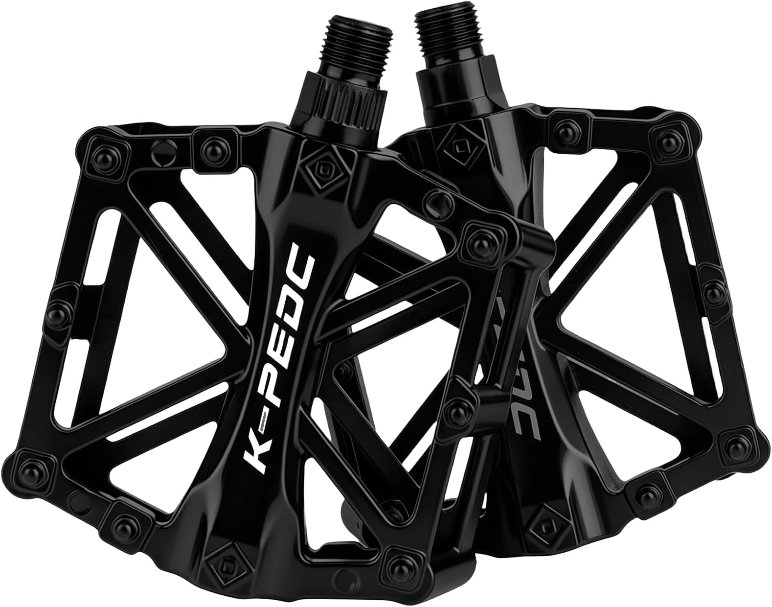 Aluminium CNC Bike Pedals 9/16", Lightweight Mountain Road Bike Pedal with 16 Anti-Skid Pins Bicycle Pedals for MTB BMX