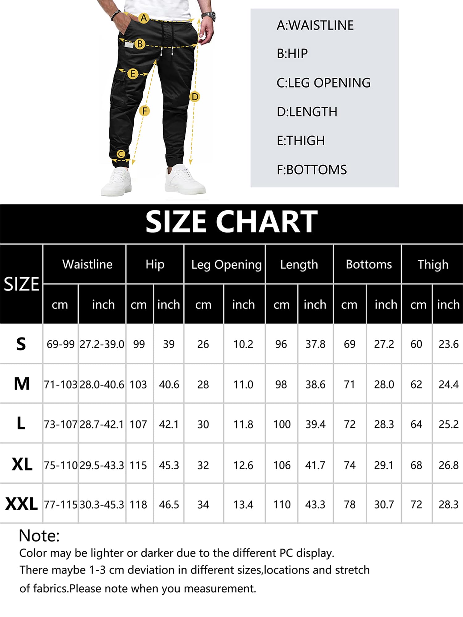 Pantalon Cargo Homme Pantalon Casual Sport Jogging Coton Pantalon de Travail avec Plusieurs Poches Cordon de Serrage