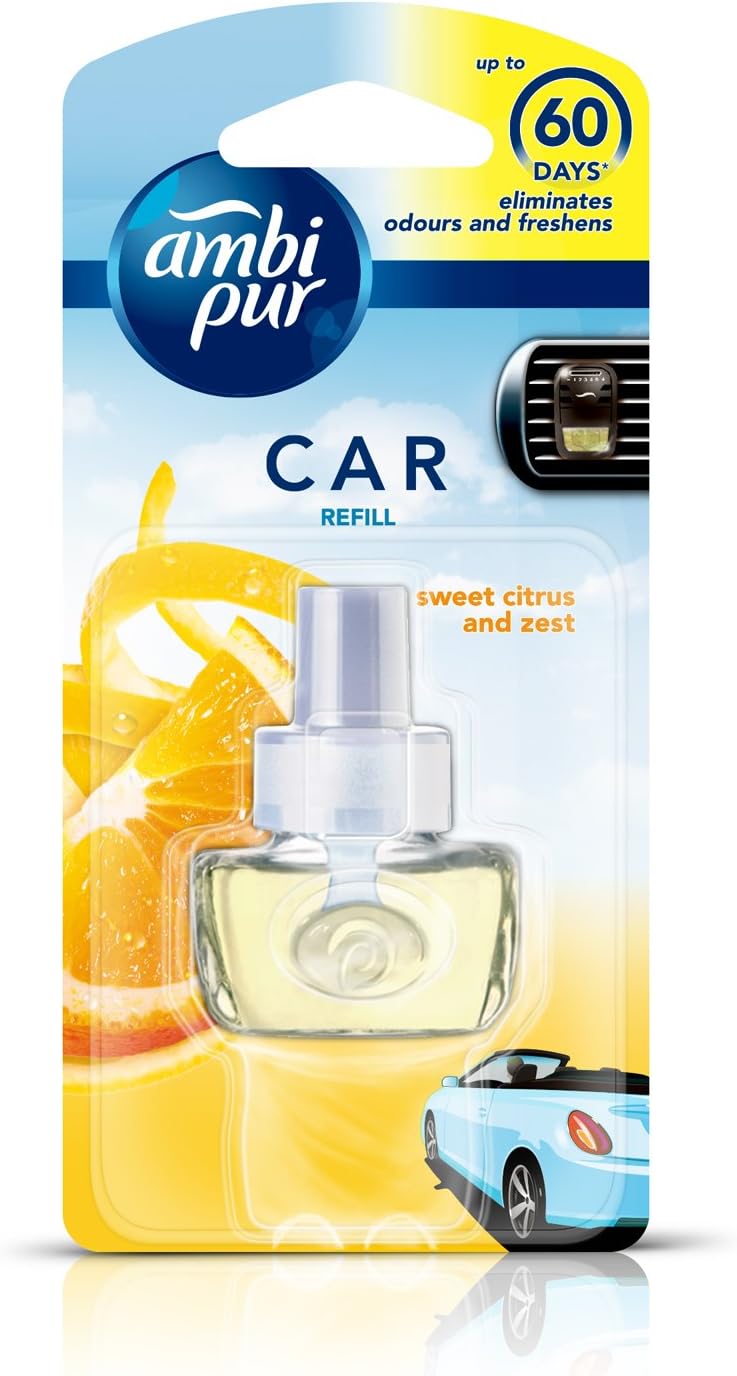 Ambi Pur Auto Pearl Car Air Freshener Refill,Sweet Citrus And Zest,7. 5 Ml Liquid